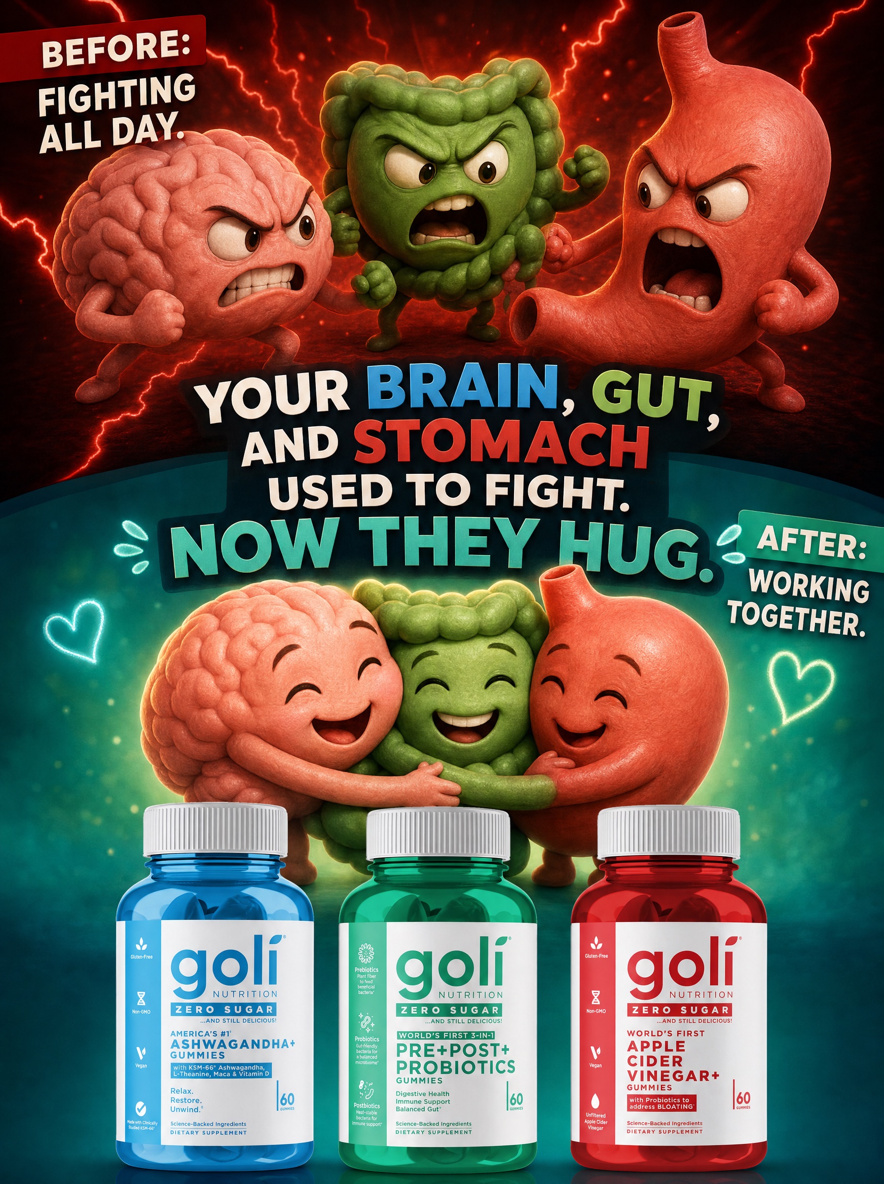 Goli Facebook ad: OVER 60% OFF + 100% FREE Shipping