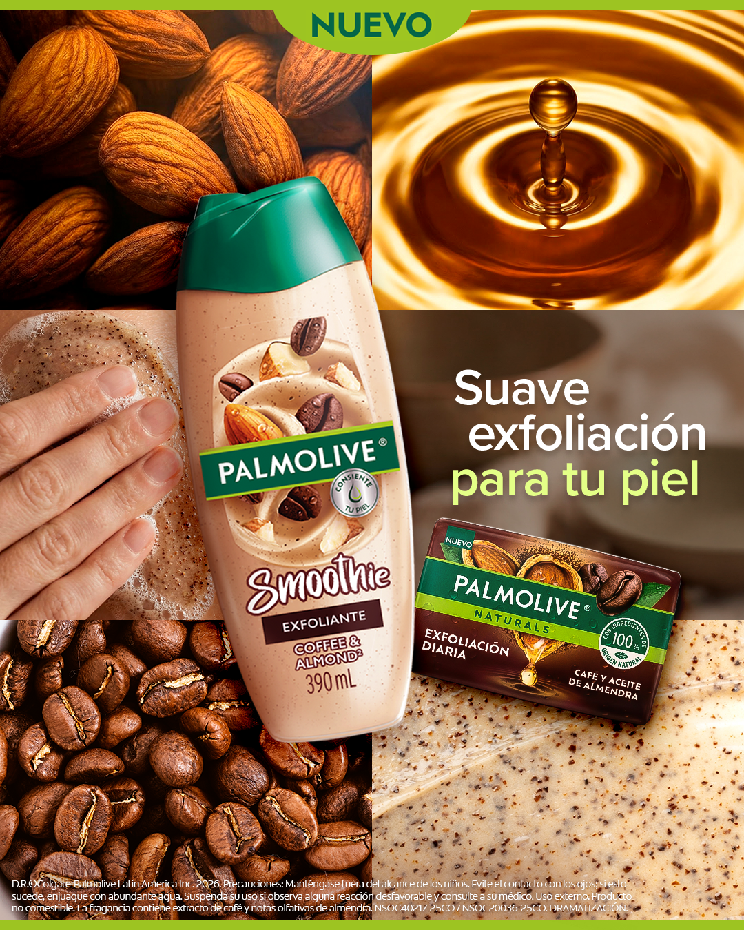 Palmolive Latinoamérica Facebook ad: Jabón en barra Palmolive Naturals Café y Aceite de Almendra