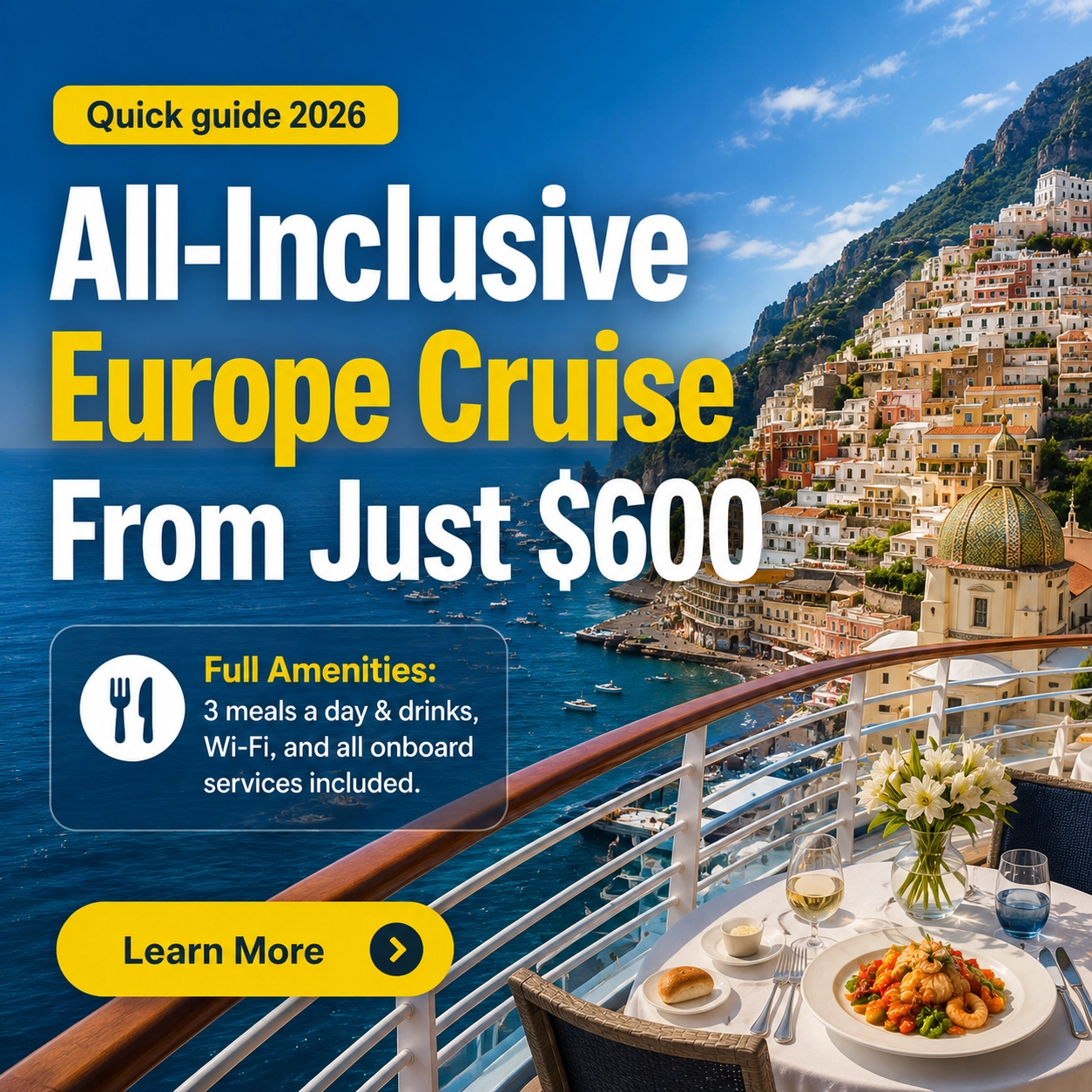 Jessica Miller Facebook ad: All-Inclusive European Cruising Made Easy