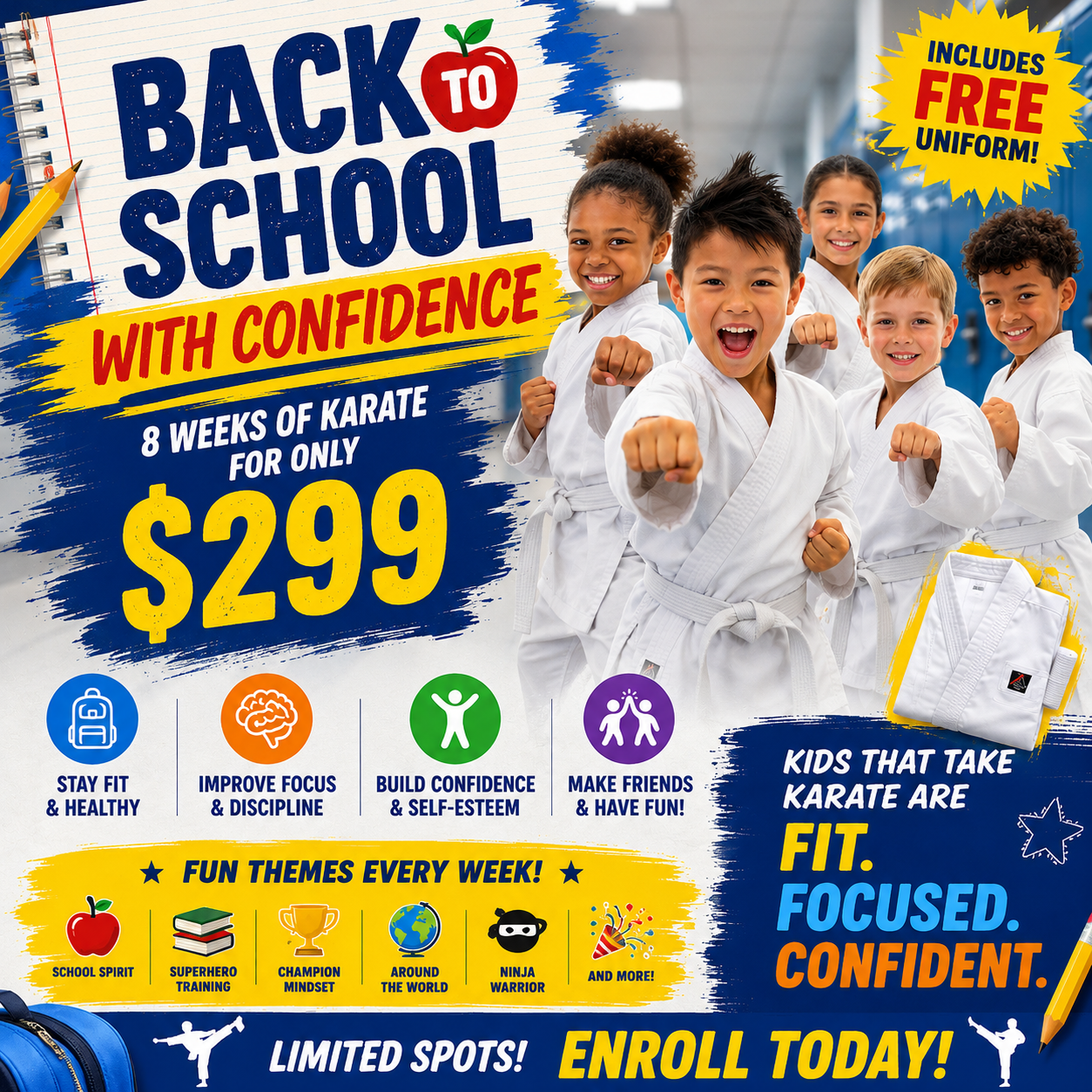 Hawkes Martial Arts Facebook ad: Back to School with Confidence