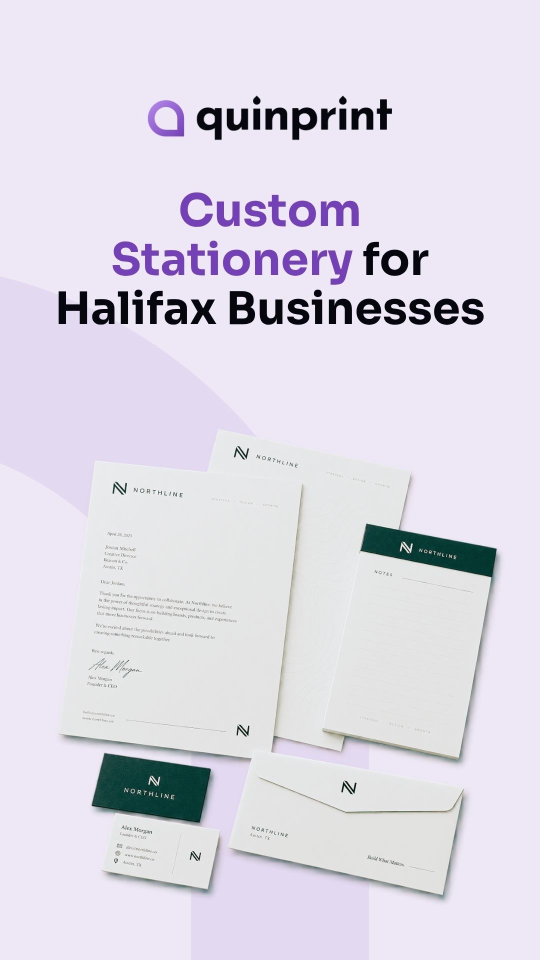 Quinprint Facebook ad: Custom Stationery for Halifax Businesses.