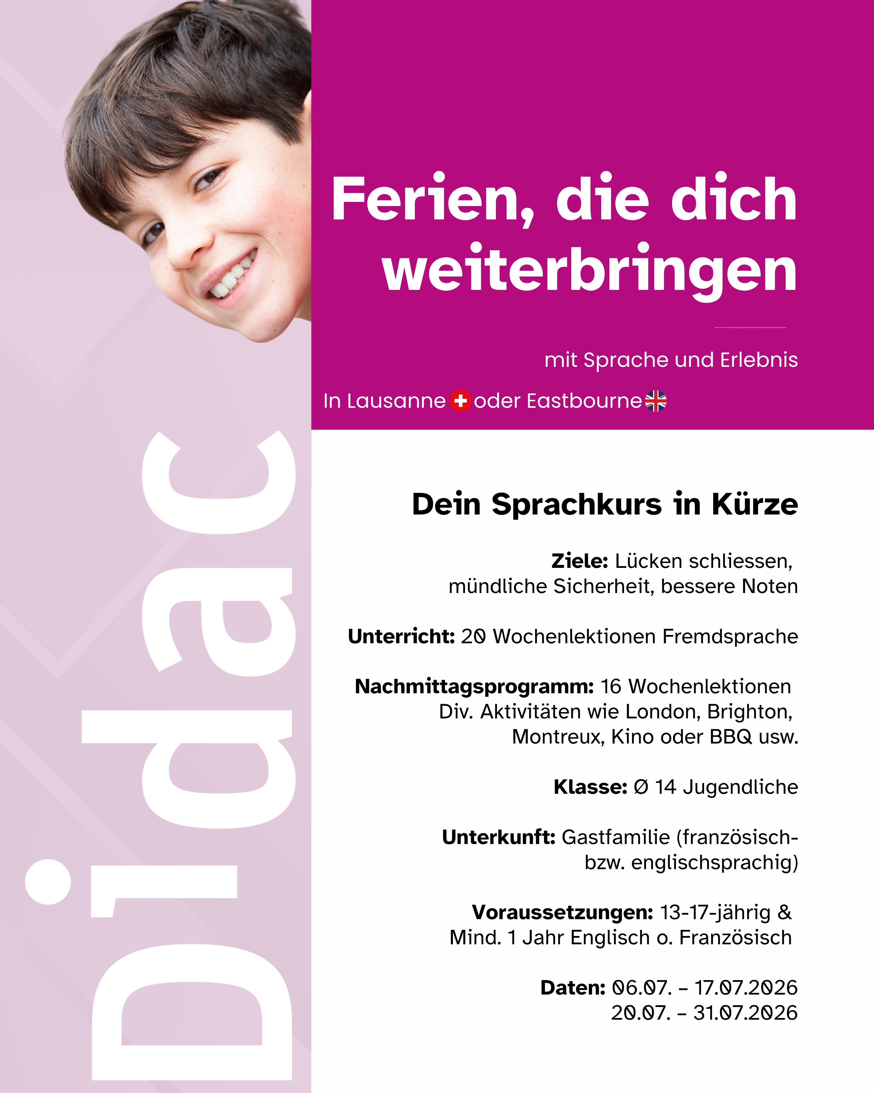Didac Facebook ad: Sprach Ferienkurse