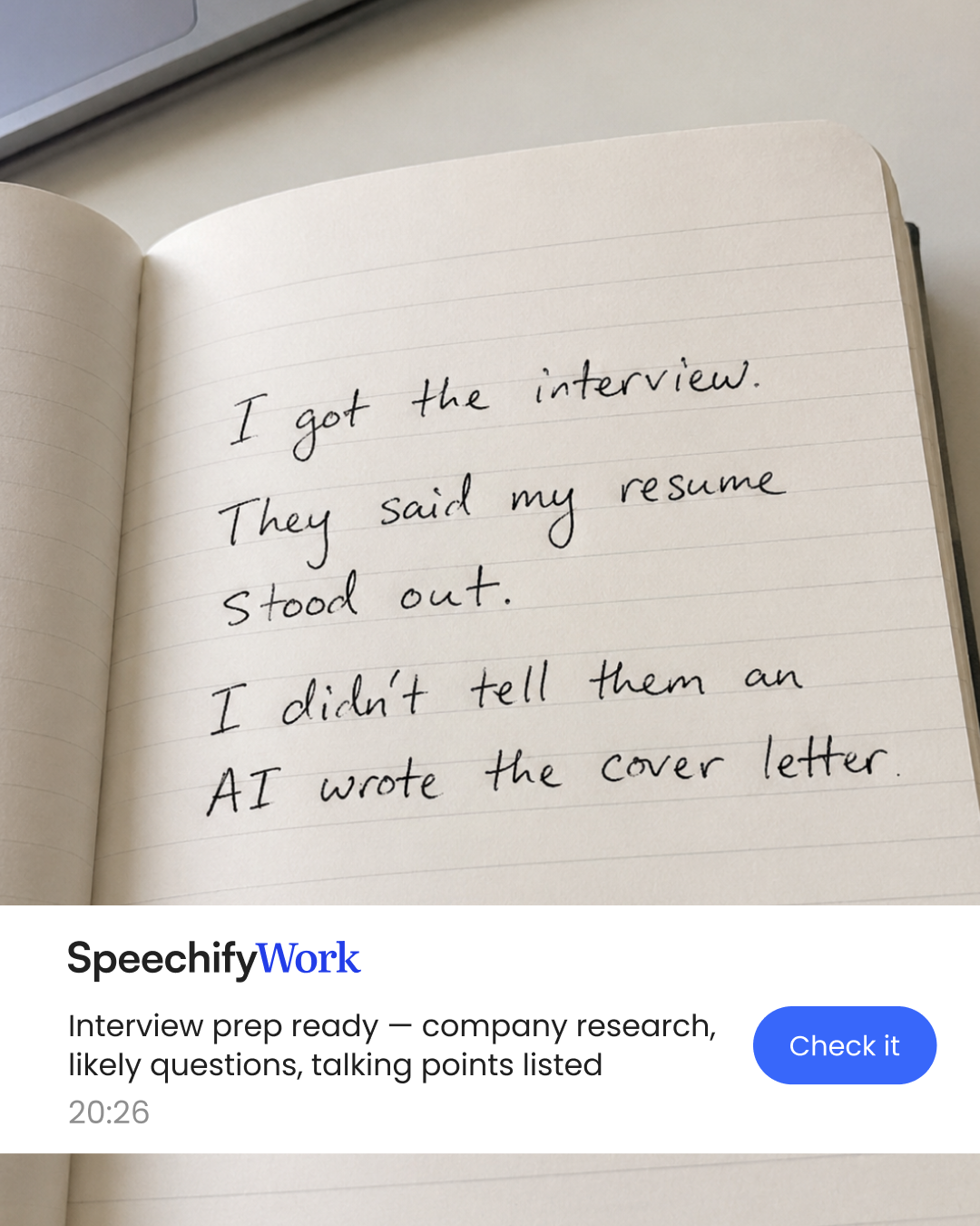Speechify Facebook ad