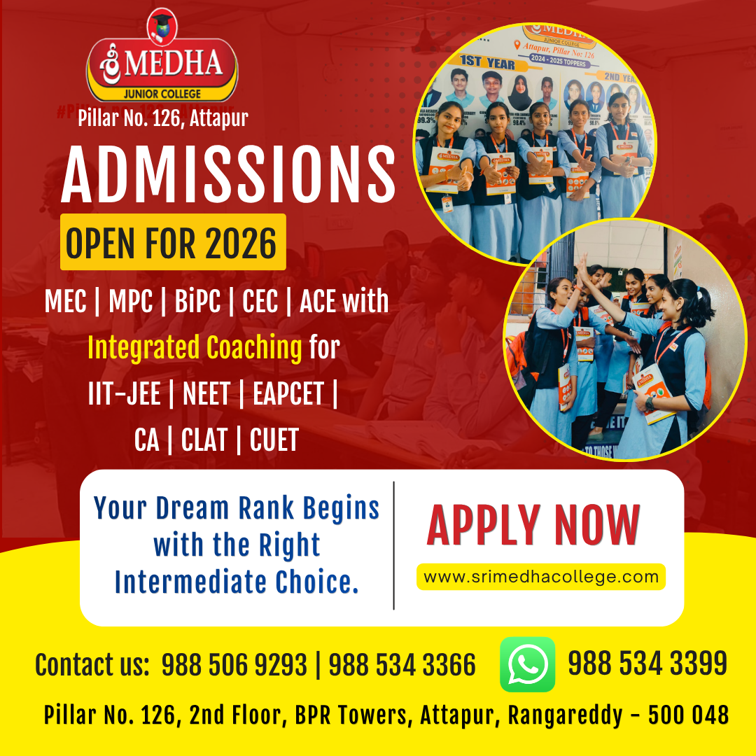 Sri Medha Junior College, Attapur Facebook ad from Apr 14, 2026