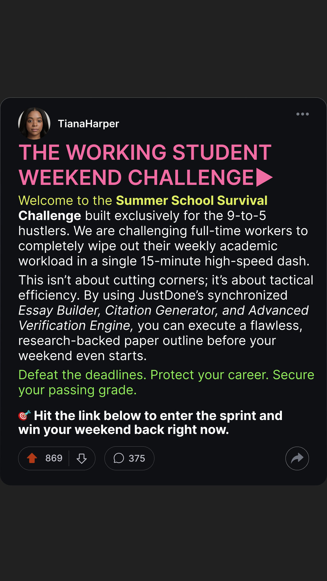JustDone Facebook ad