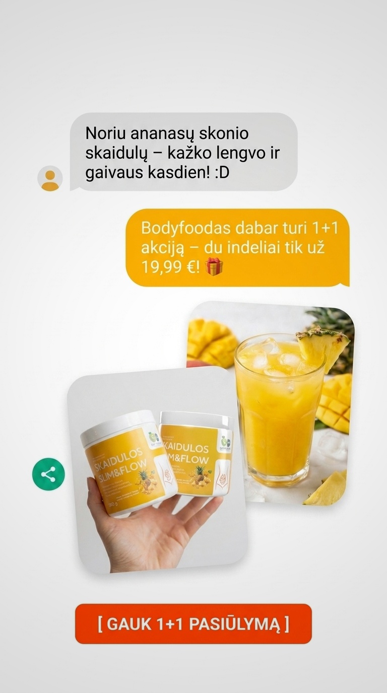 Sveikatos produktai ir sporto papildai Facebook ad: 1+1 NEMOKAMAI! Pamiršk pilvo pūtimą