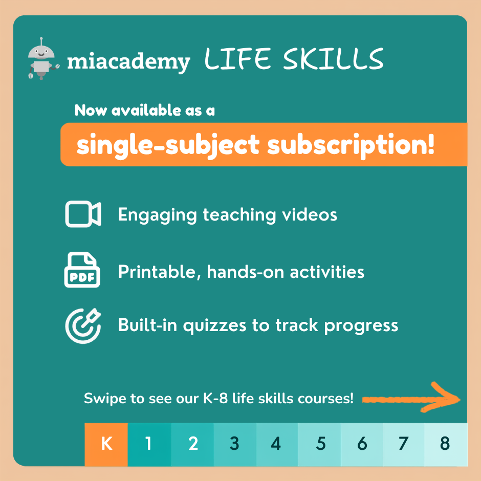 Miacademy Learning Facebook ad: Miacademy now offers Life Skills as a single-subject…