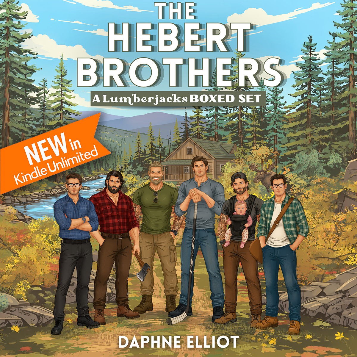 Daphne Elliot Facebook ad: All 6 Lumberjack Romances FREE in KU!