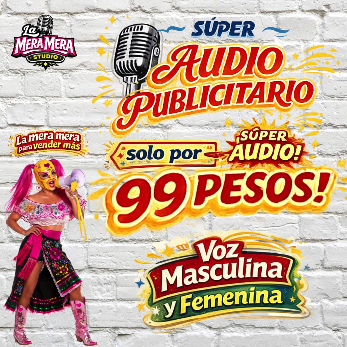 La Mera Mera Studio Facebook ad: AUDIO PUBLICITARIO ¡POR SOLO $99 PESITOS!