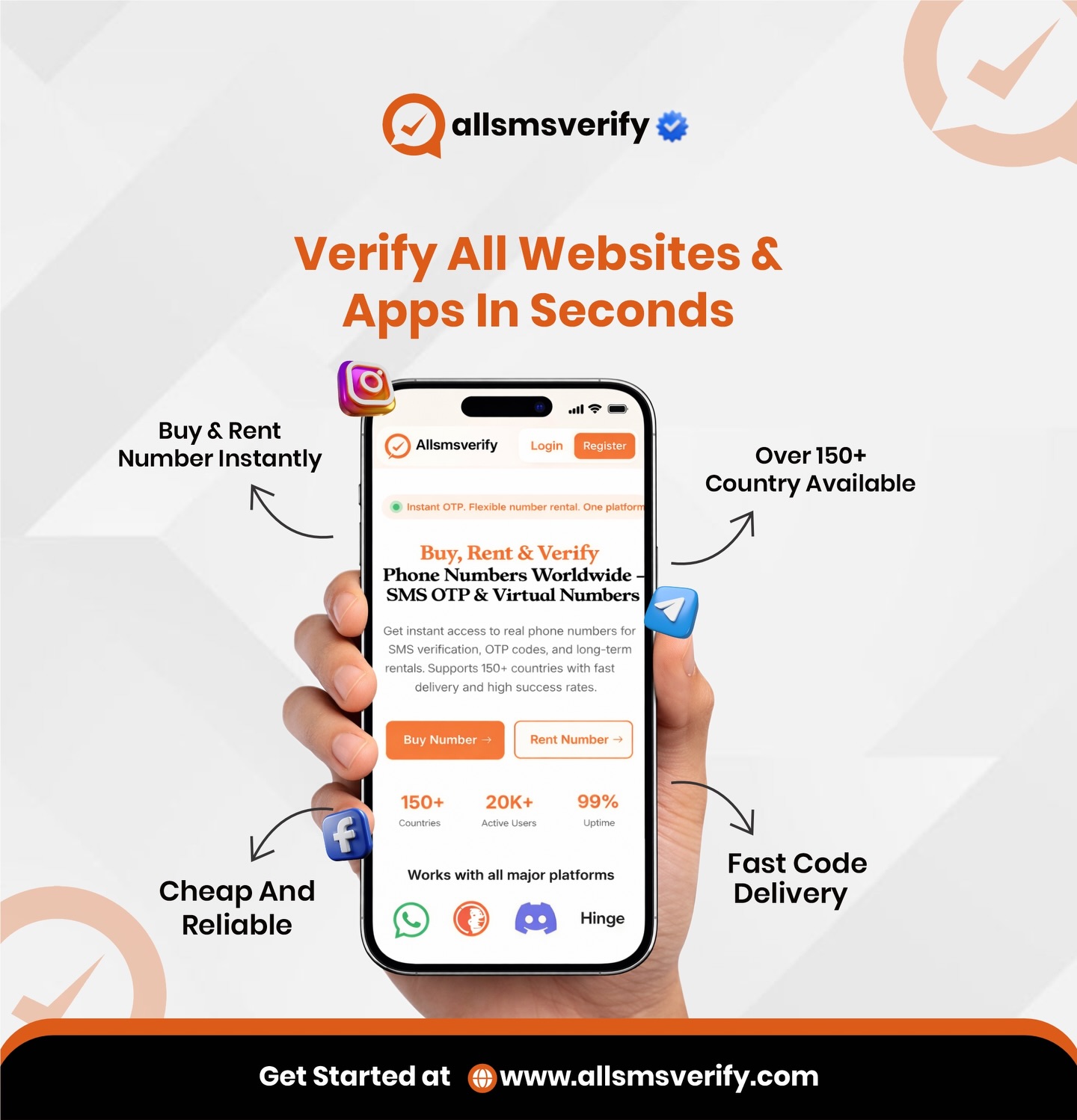 Allsmsverify Facebook ad: Instantly Verify all Website & App, Worldwide!