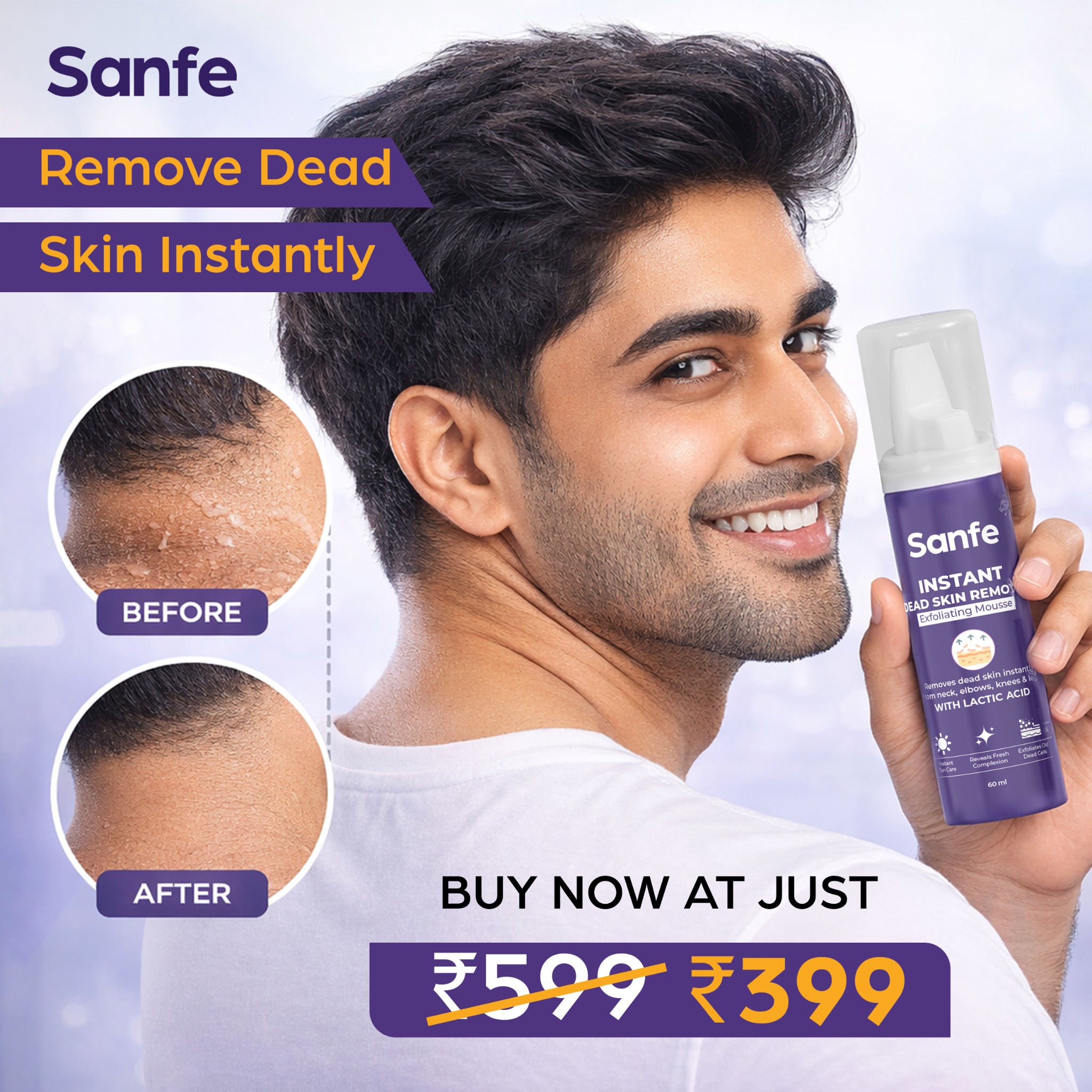 SanfeFanpage Facebook ad: Still dealing with dull, flaky skin?