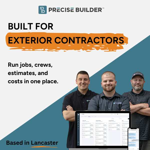 Precise Builder Facebook ad: [Exterior contractors] in roofing, siding, gutters…