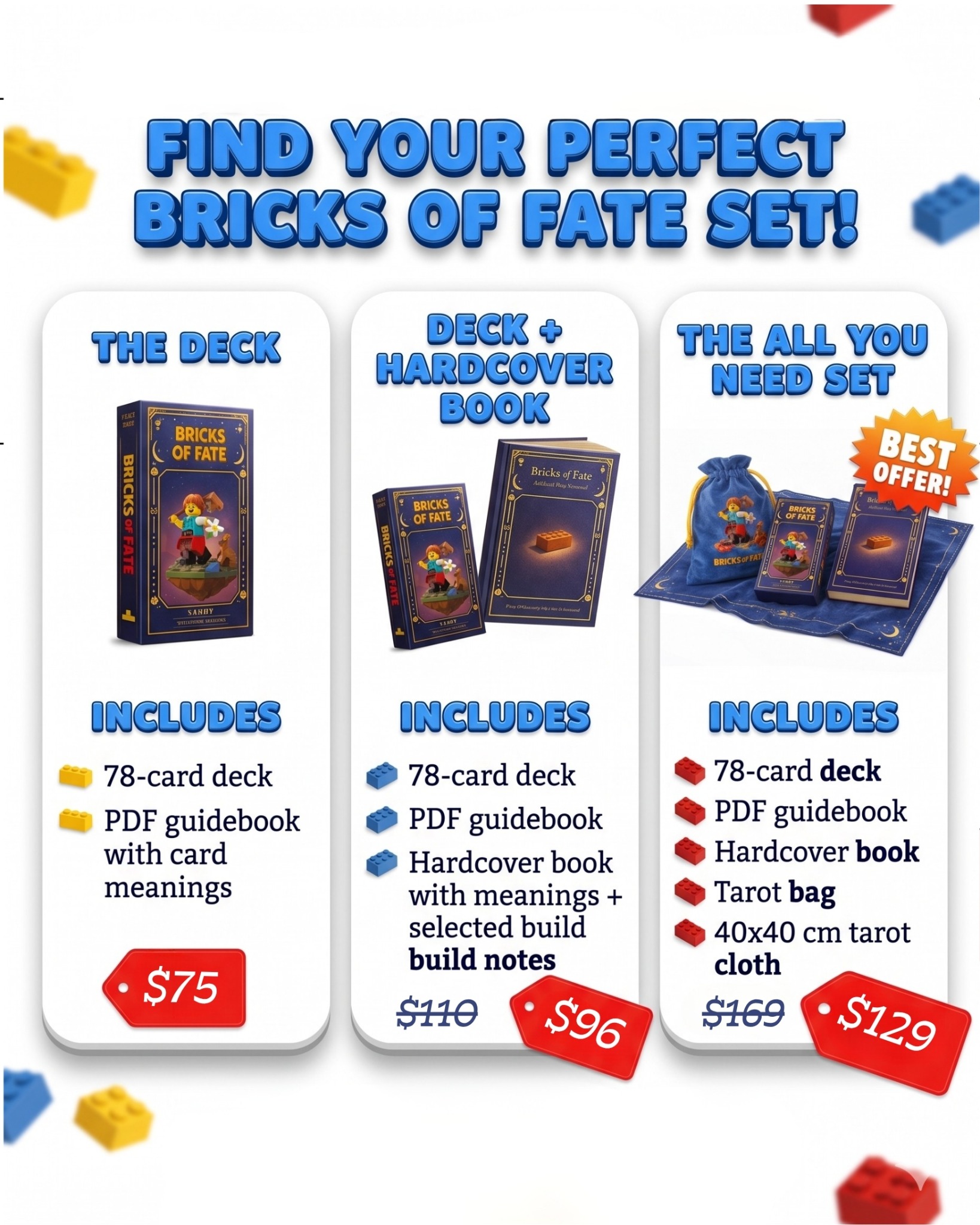 Bricks of Fate Facebook ad: Choose your Bricks of Fate set