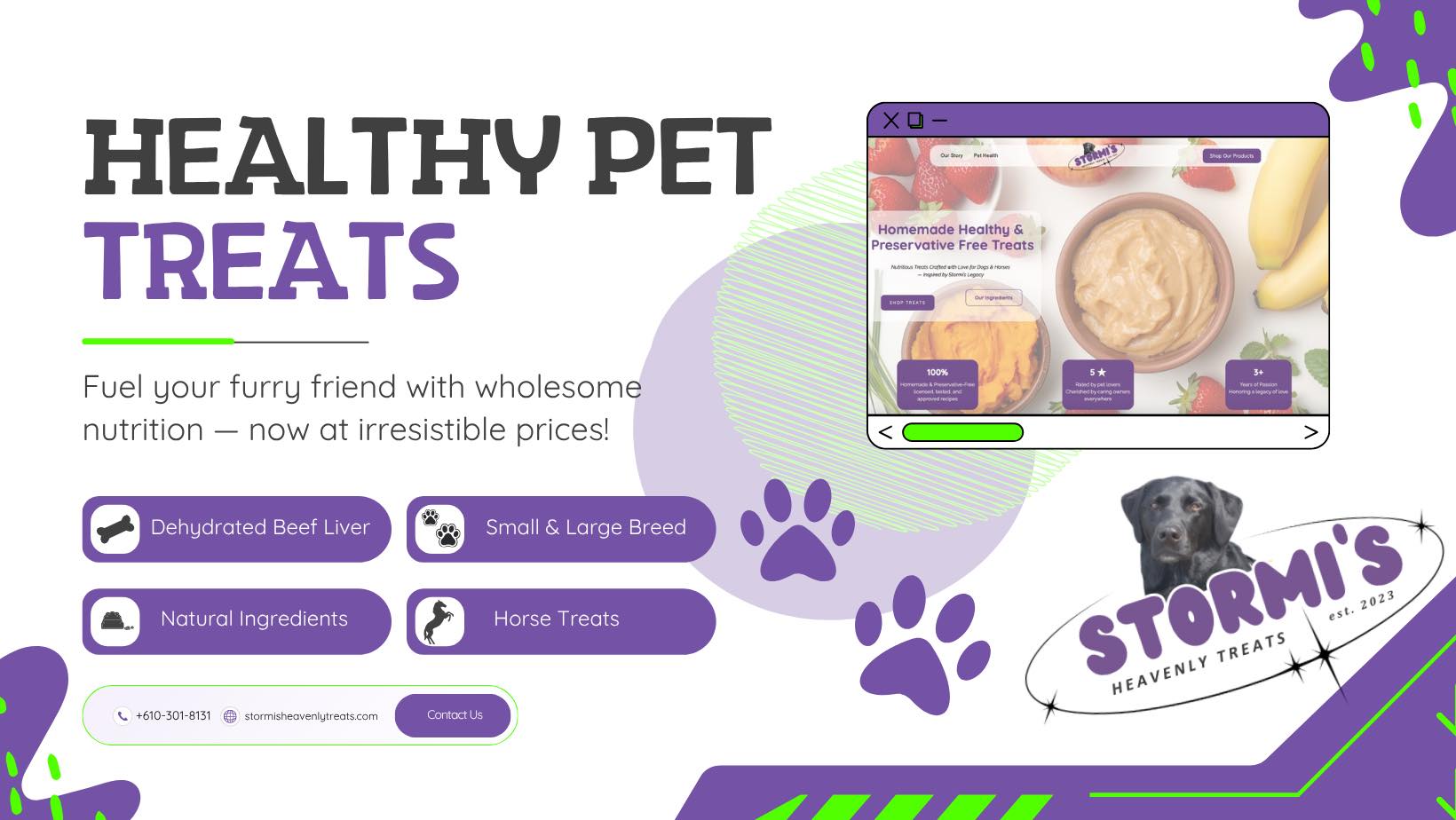 Stormi’s Heavenly Treats & More LLC Facebook ad: homemade all natural pet treats