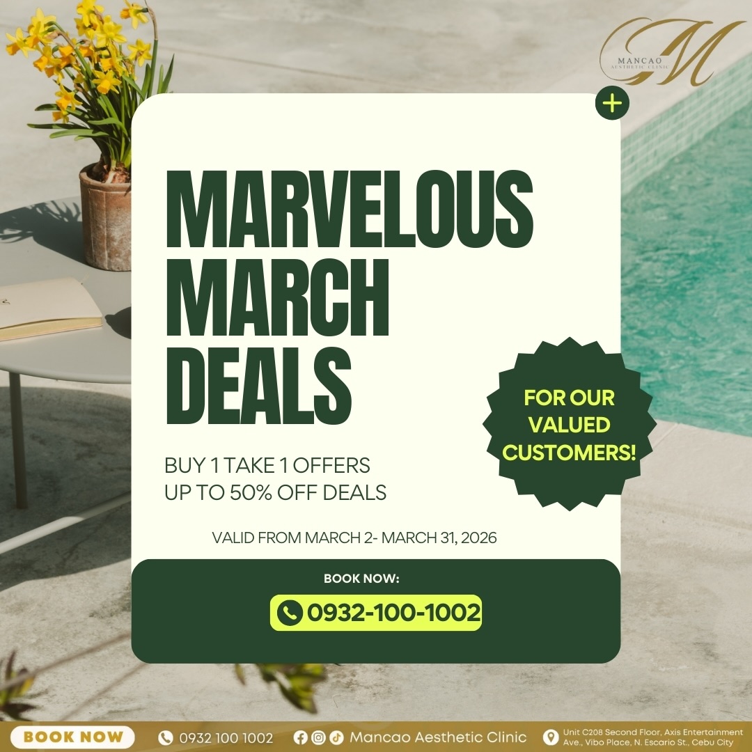Mancao Aesthetic Clinic Facebook ad: MARVELOUS MARCH GLOW DEALS