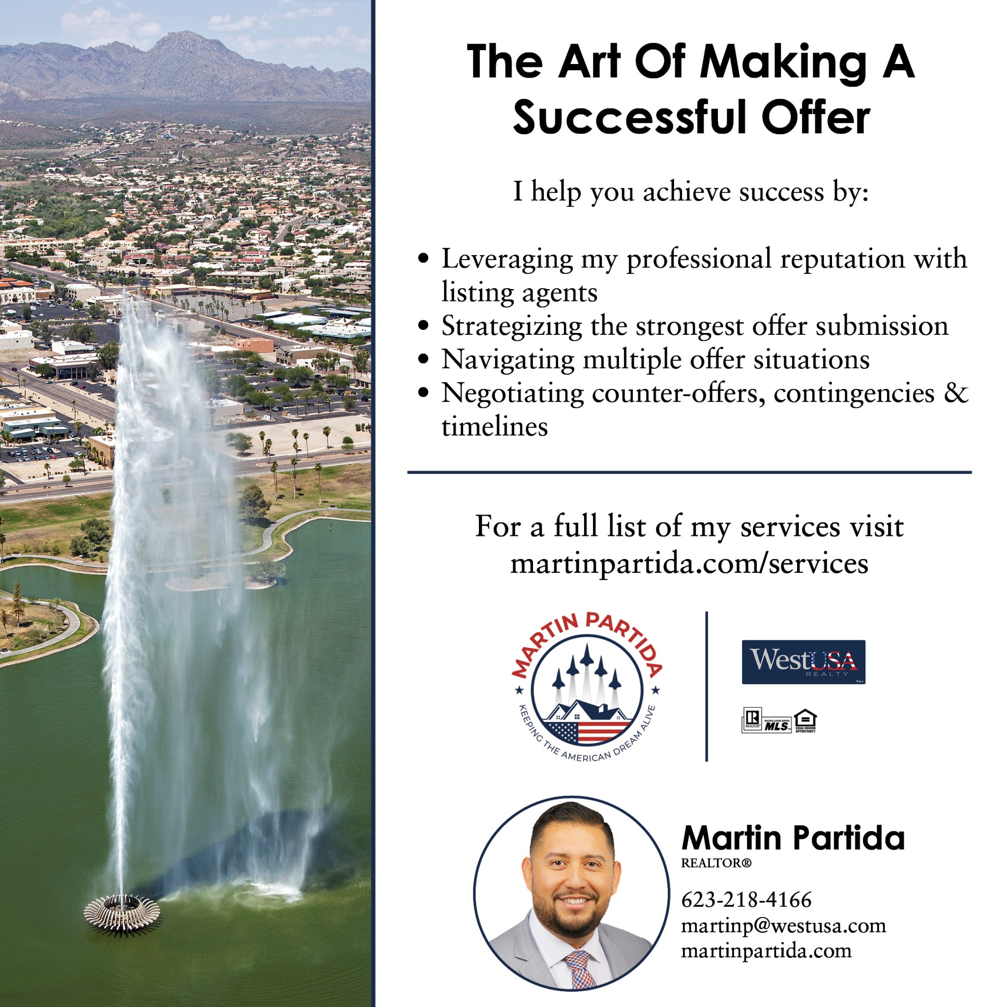 Martin Partida Real Estate Services Facebook ad: Message or Call (623) 218-4166
