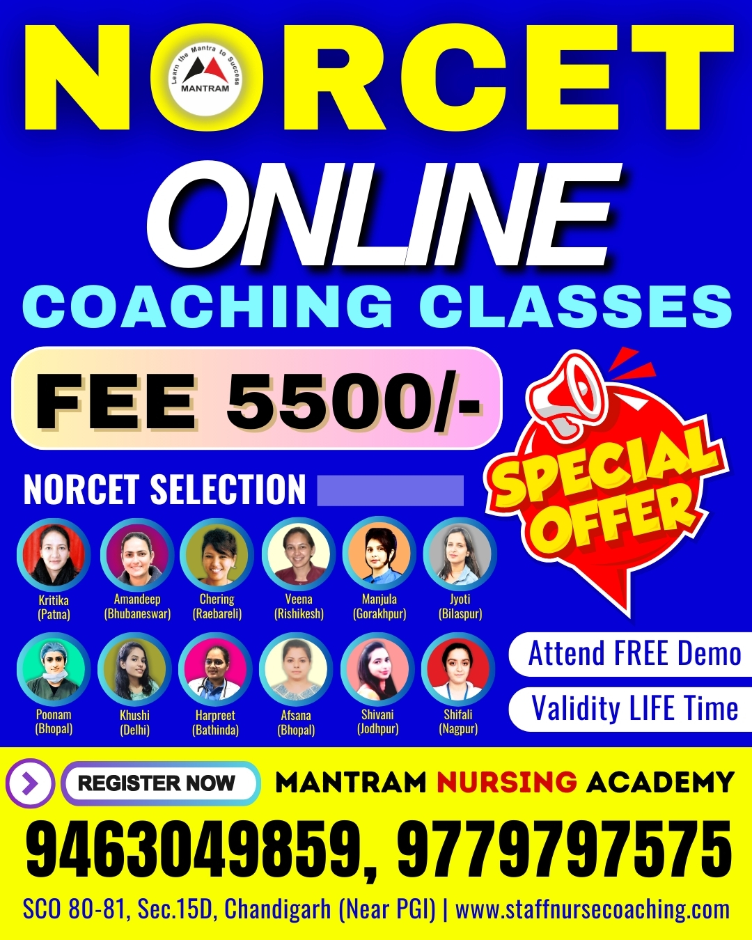 Mantram Nursing Academy Facebook ad: Join the Best Online NORCET Coaching Classes