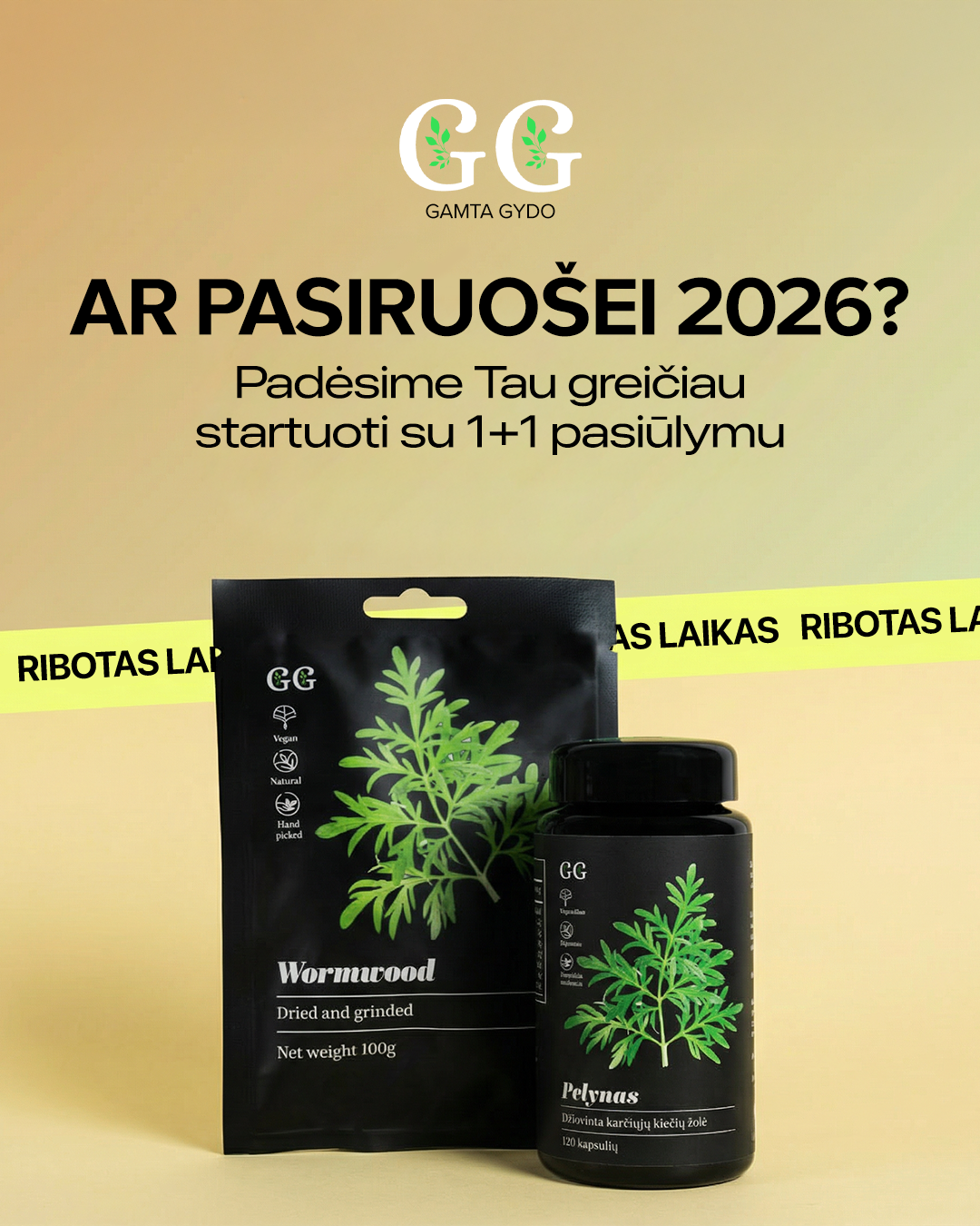 Atsakymai gamtoje Facebook ad: Pelynui 1 + 1 AKCIJA