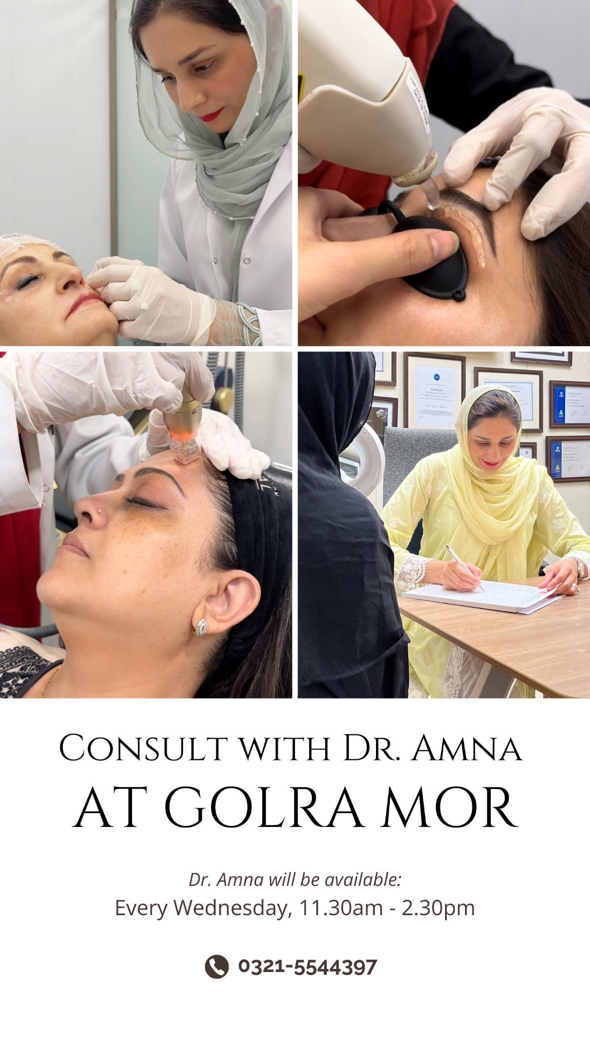 Dr. Amna's Skin Clinics Facebook ad from Nov 17, 2025