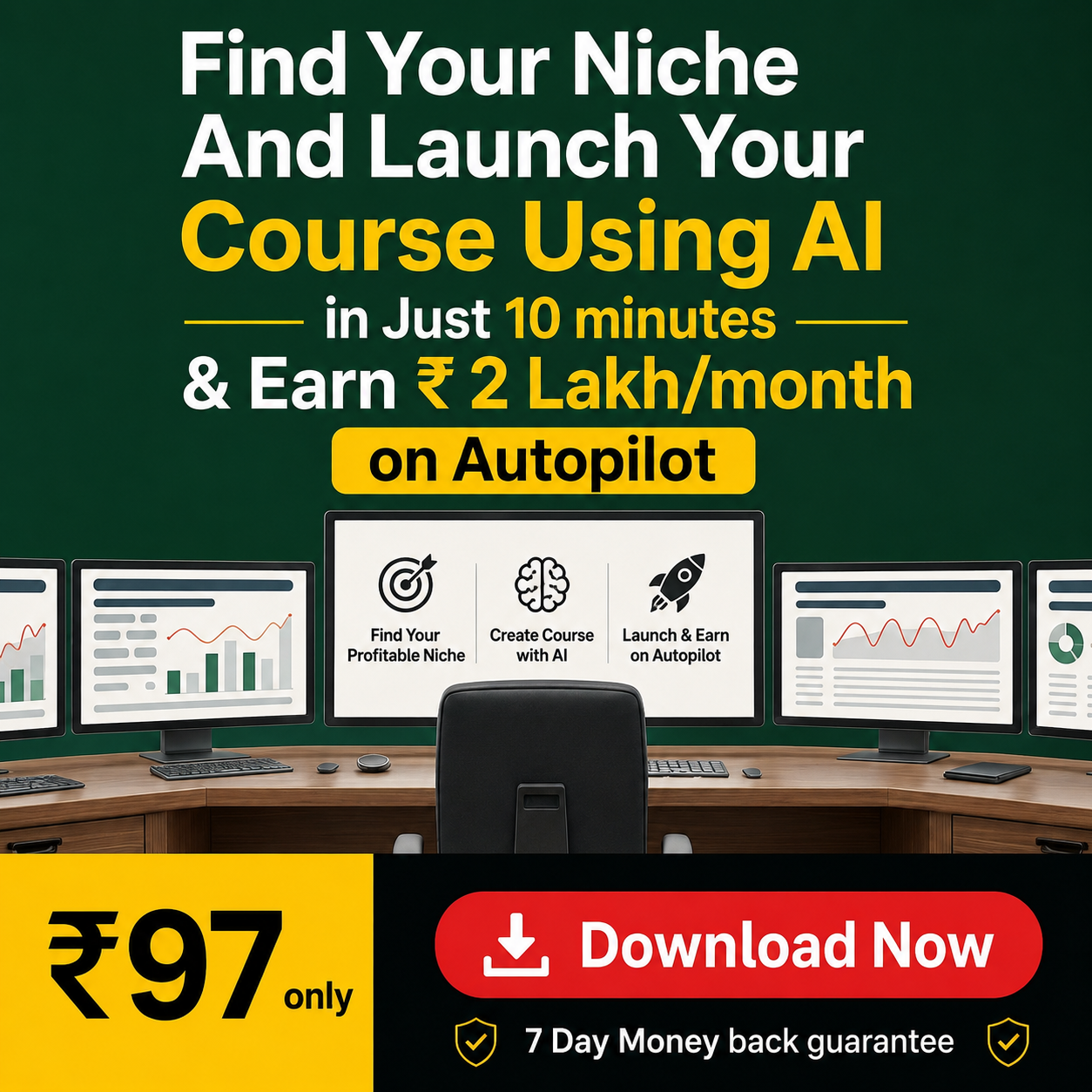 Instant Course Builder Kit Facebook ad: Create and Launch Your Course in Just 24 Hours (Just ₹97)