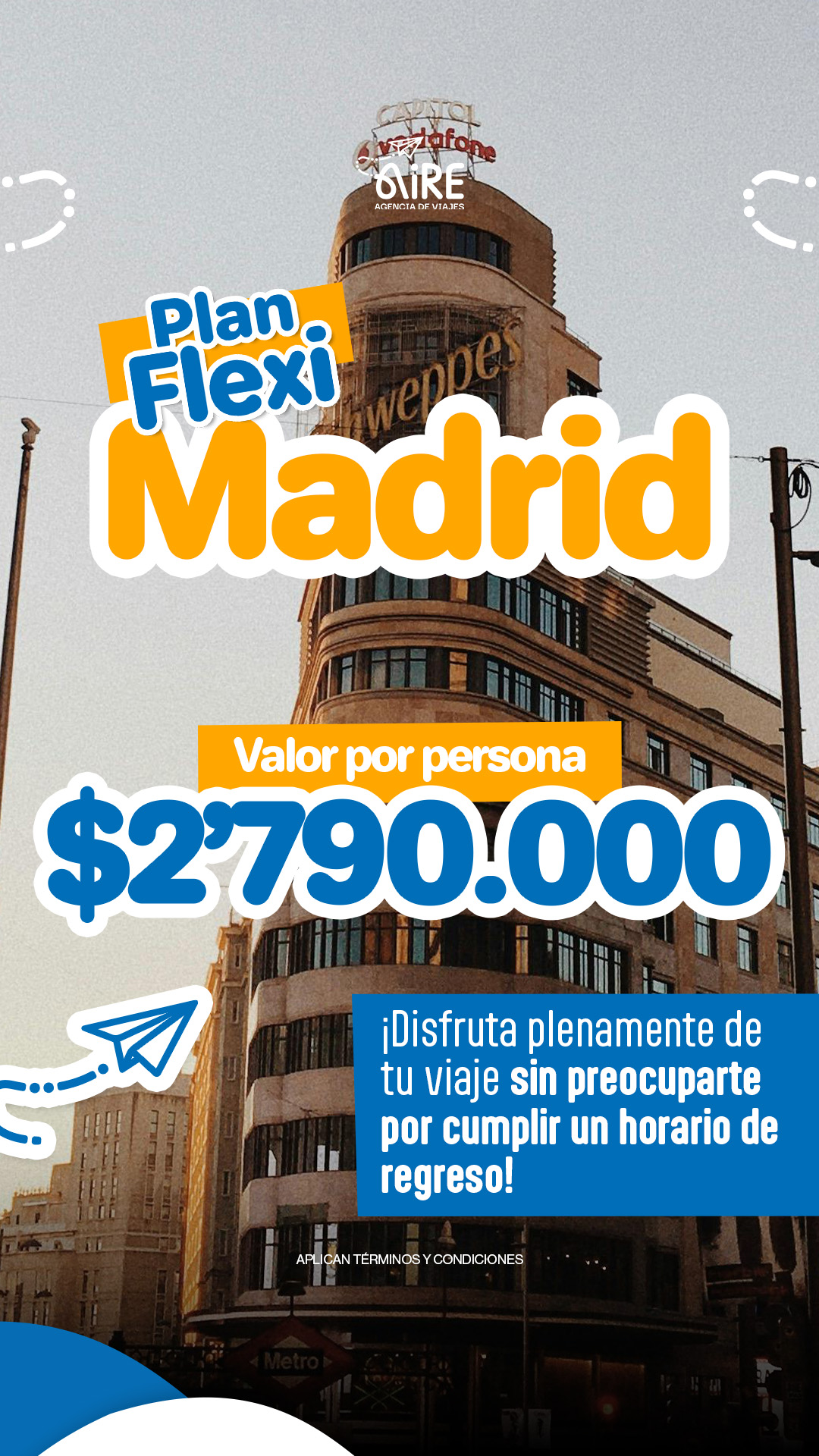Viajes Aire Facebook ad: Viaja a Madrid con Flexi