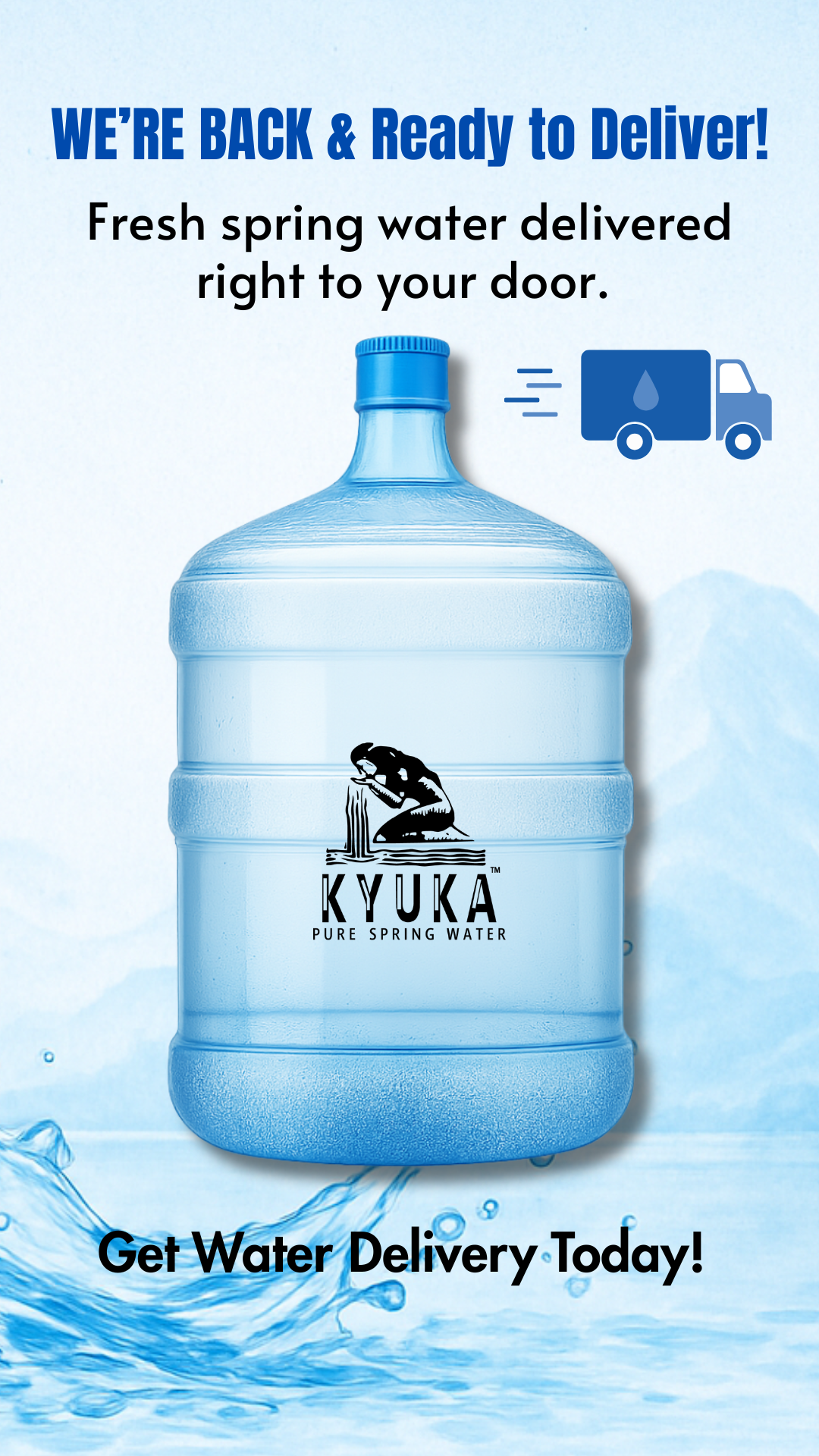 Kyuka Waters Facebook ad: Kyuka is BACK and ready to serve you!