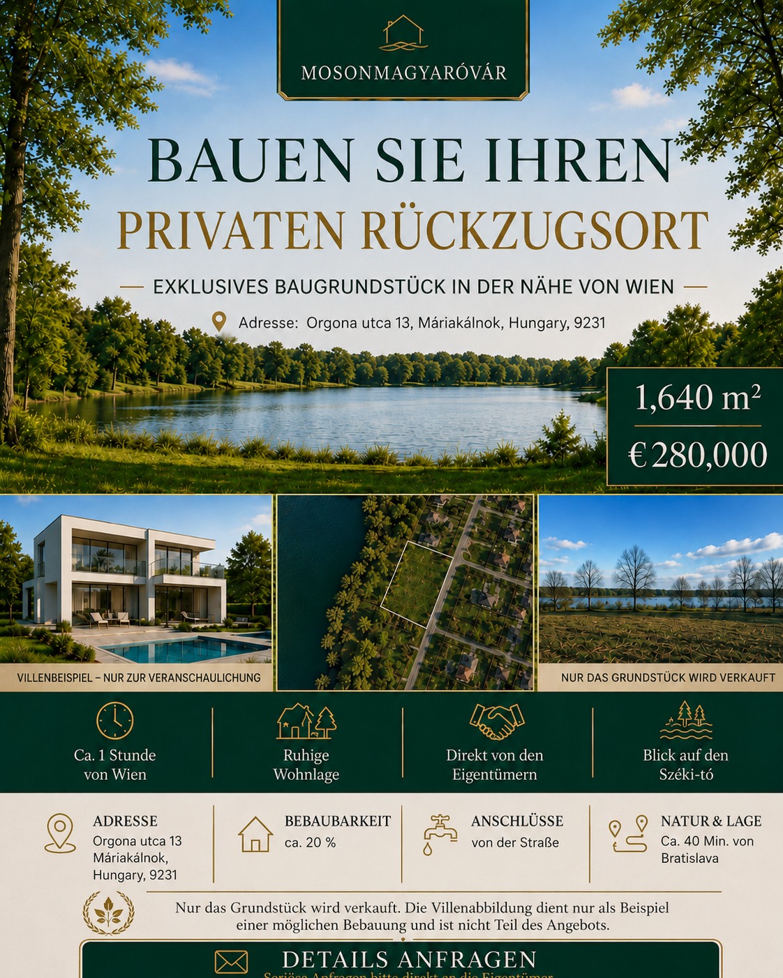 Luxury Lakefront Property for Sale in Hungary Facebook ad: Bauen Sie Ihren privaten Rückzugsort, in Seenähe und…