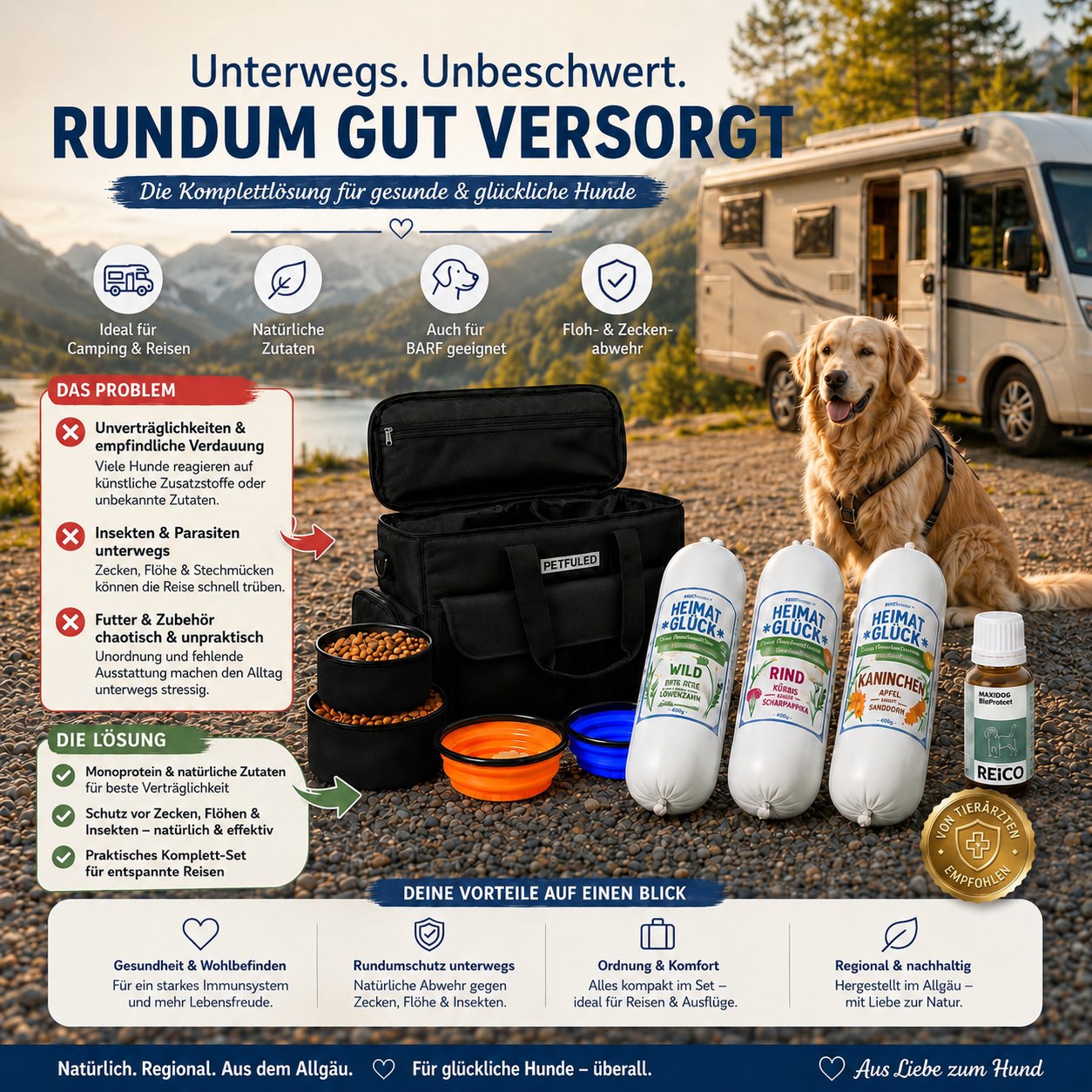 SaDo-Pfote Facebook ad: Hunde Reise-Tasche - Der Alleskönner für unterwegs