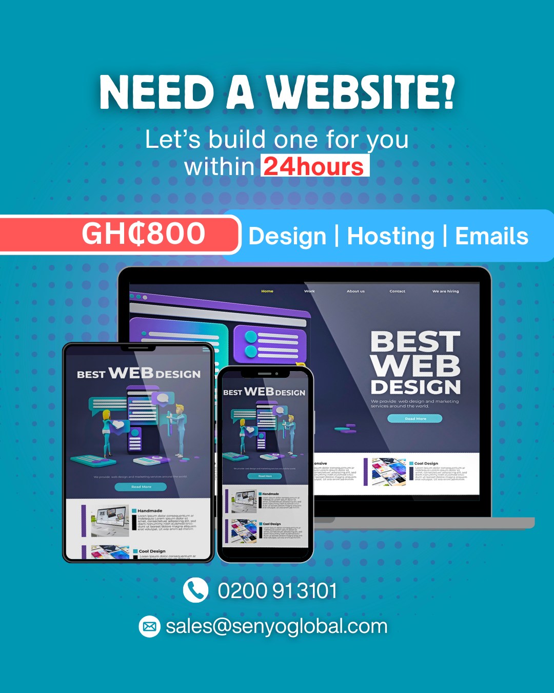 Senyo Global Solutions Facebook ad: Get a Professional Website Within 24hours