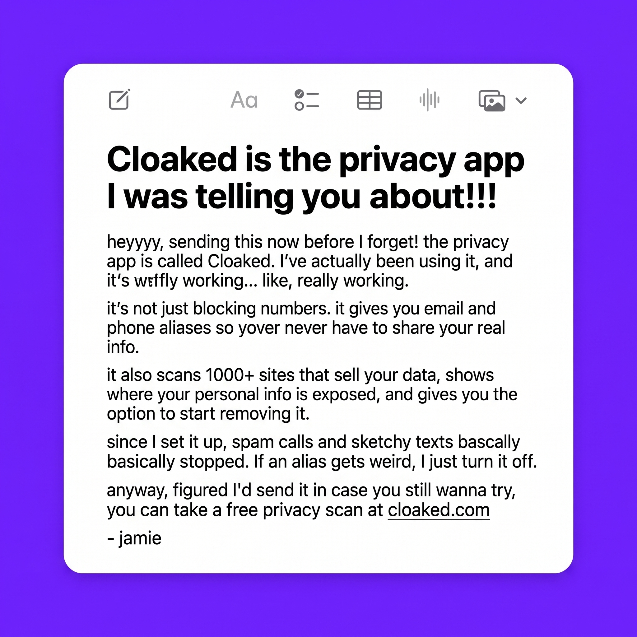 Cloaked Inc. Facebook ad from Jul 28, 2026