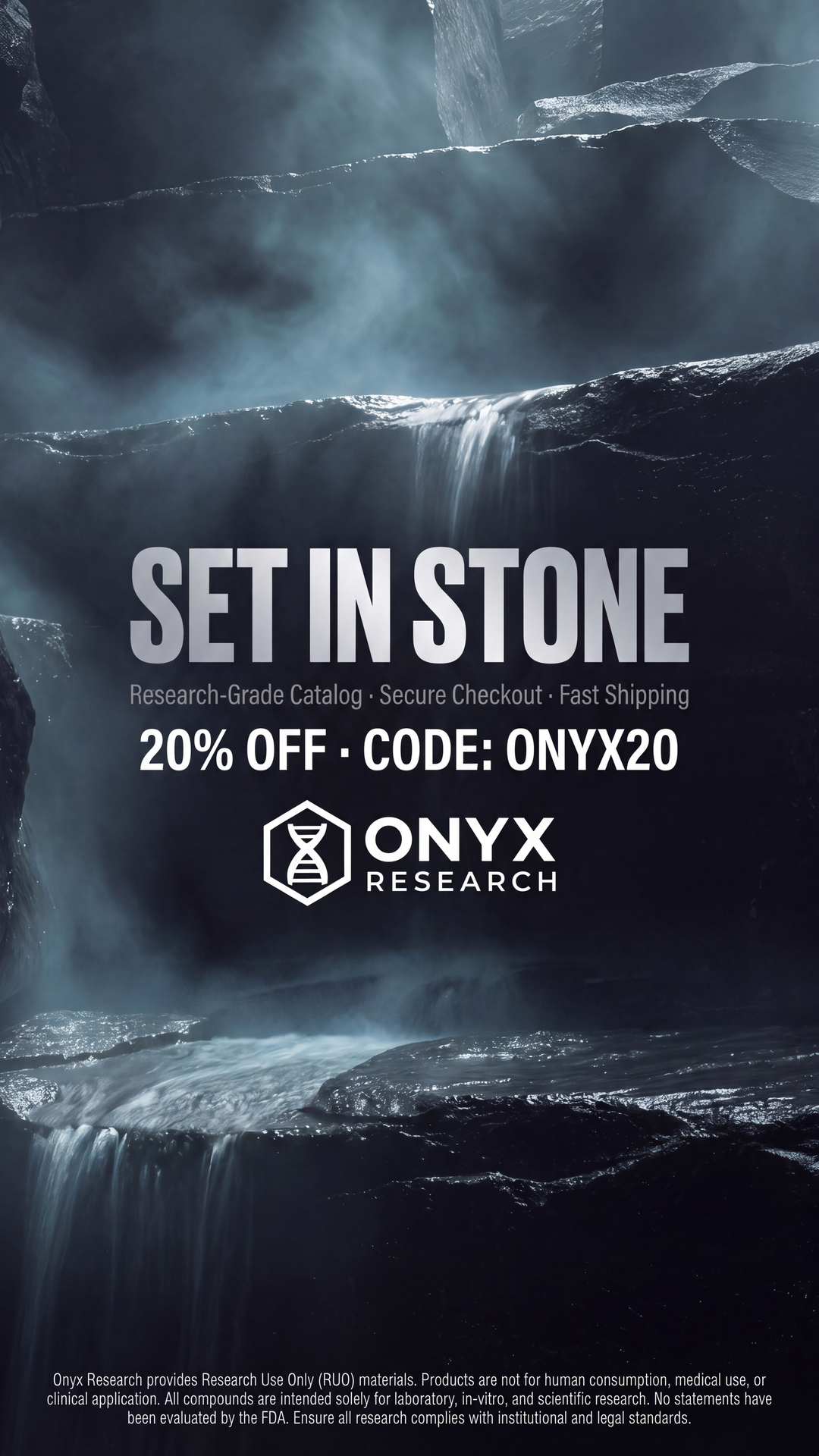Onyx Research LLC Facebook ad: 20% off with code ONYX20