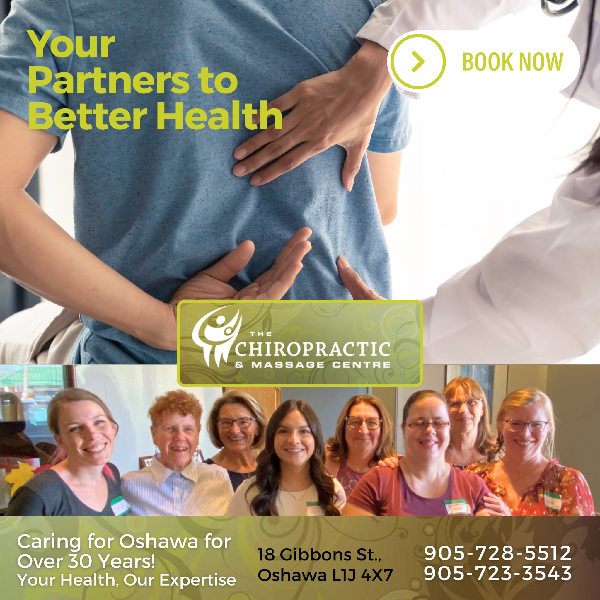 The Chiropractic and Massage Centre Facebook ad from May 8, 2026