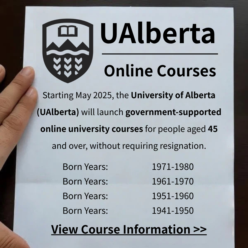 Senior University Courses Facebook ad: University of Alberta Online Course Guide: Flexible…