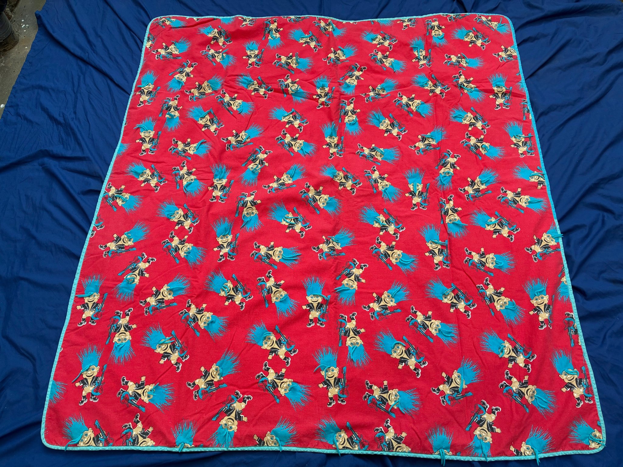 Martha Packard Facebook ad: Unique Throw Blanket Blue Hair Troll Doll With Guitar Punk…