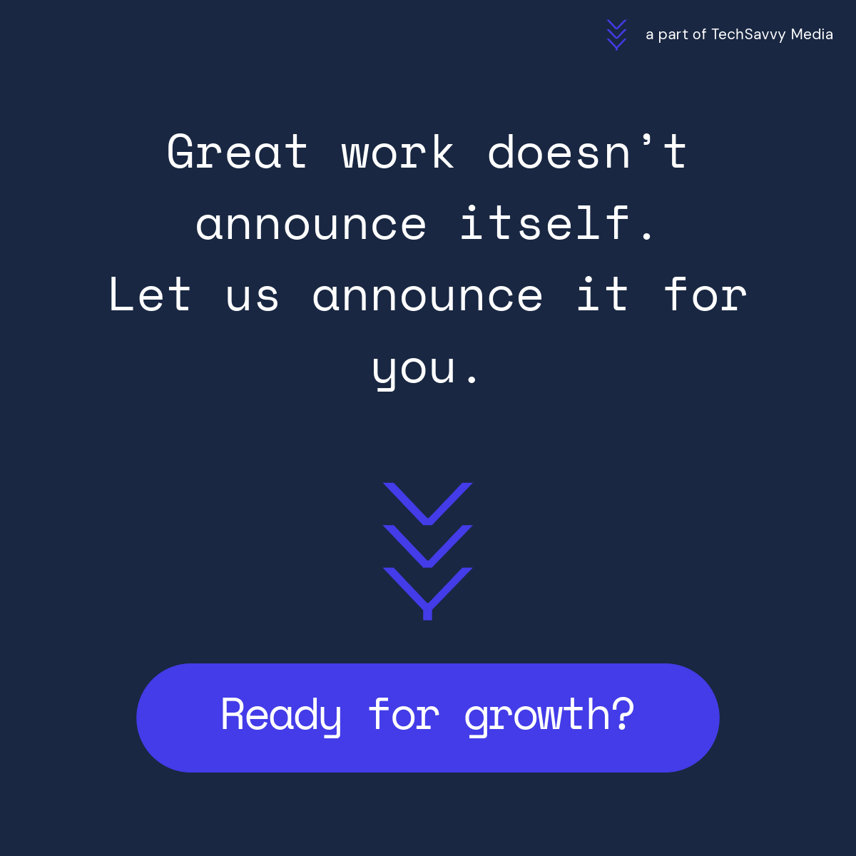 VVY Facebook ad: Visibility doesn't happen by accident.