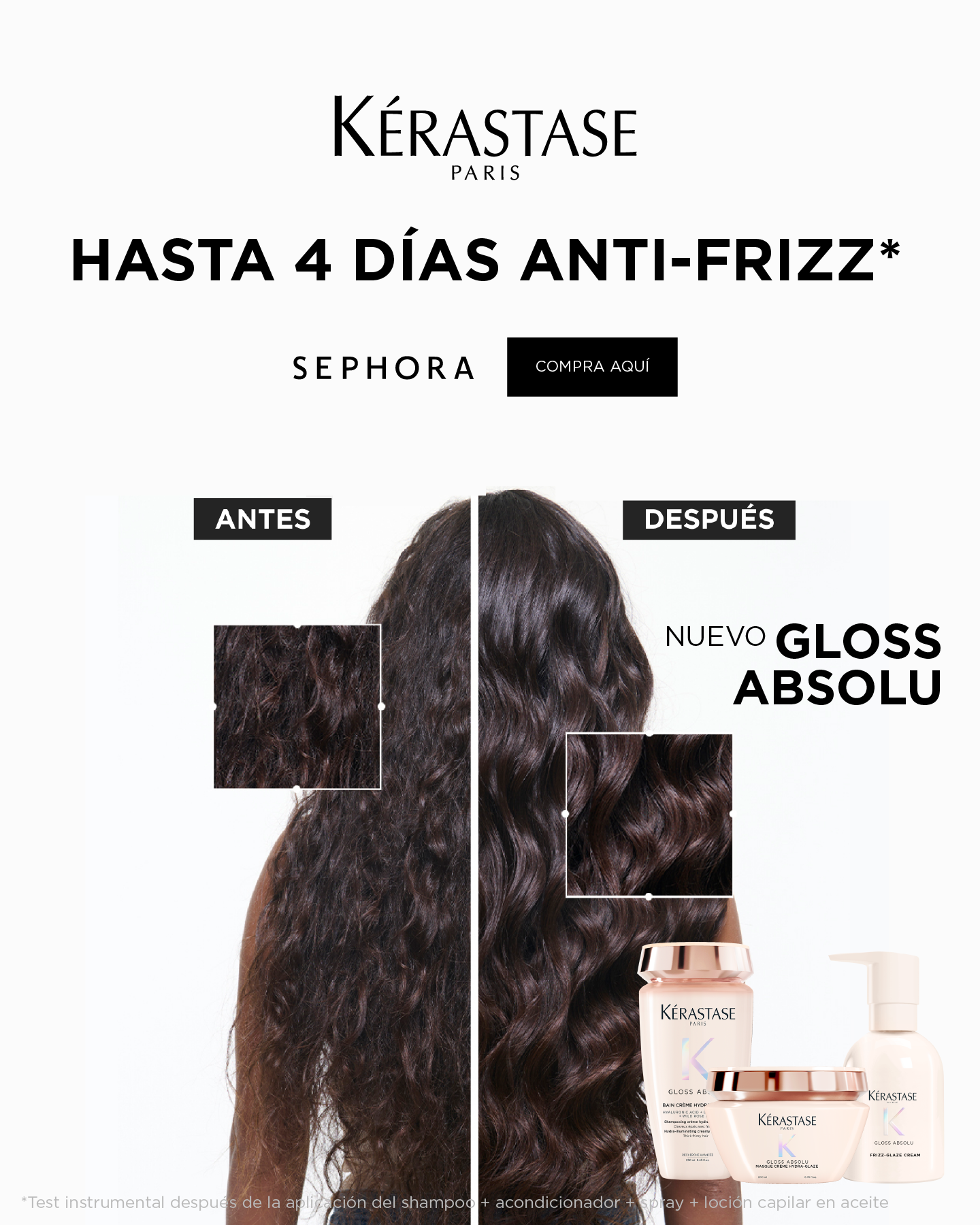 Kérastase Facebook ad: Gloss hasta por 4 días