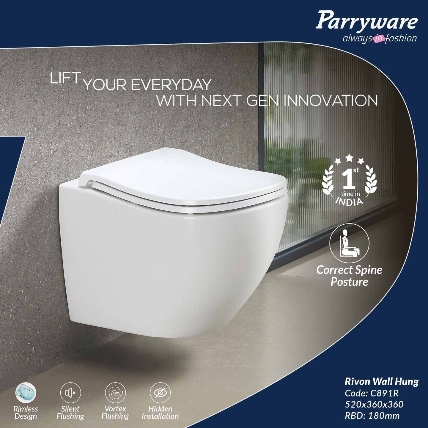 Parryware India Facebook ad: Rivon Wall Hung Closet - Round -White (C891R46) | Parryware