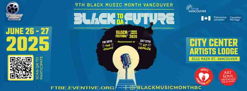 Vancouver Black Music Facebook ad: BLACK MUSIC MONTH VANCOUVER