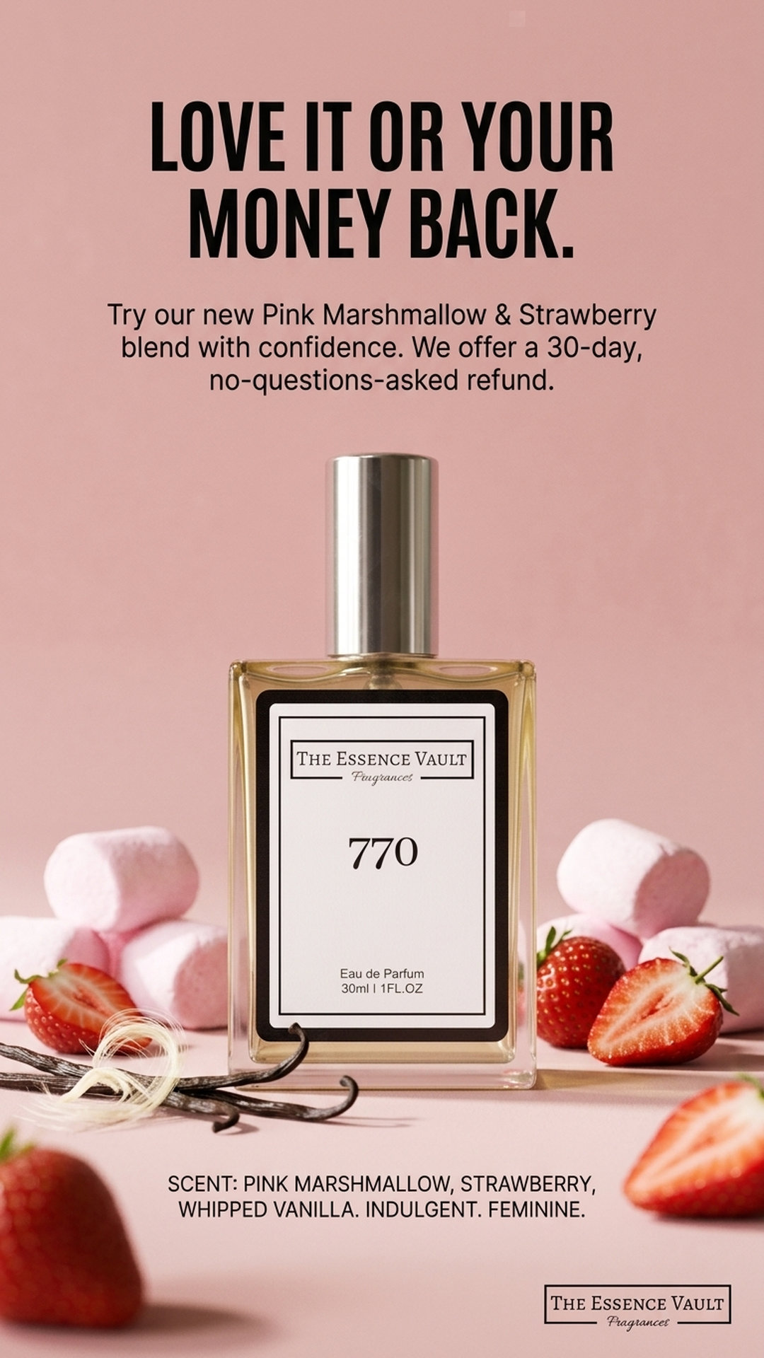 The Essence Vault Facebook ad from Mar 25, 2026