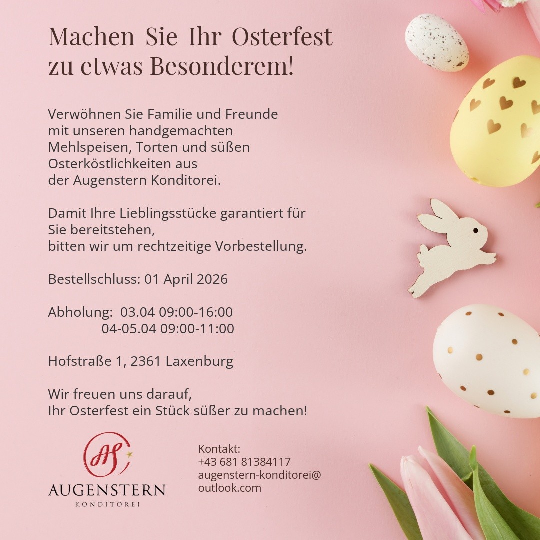 Augenstern Konditorei Facebook ad: Ostern, ein Hauch von Süße.