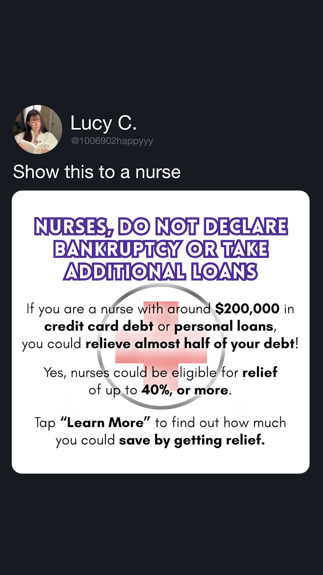 Financially Free Nurse Facebook ad