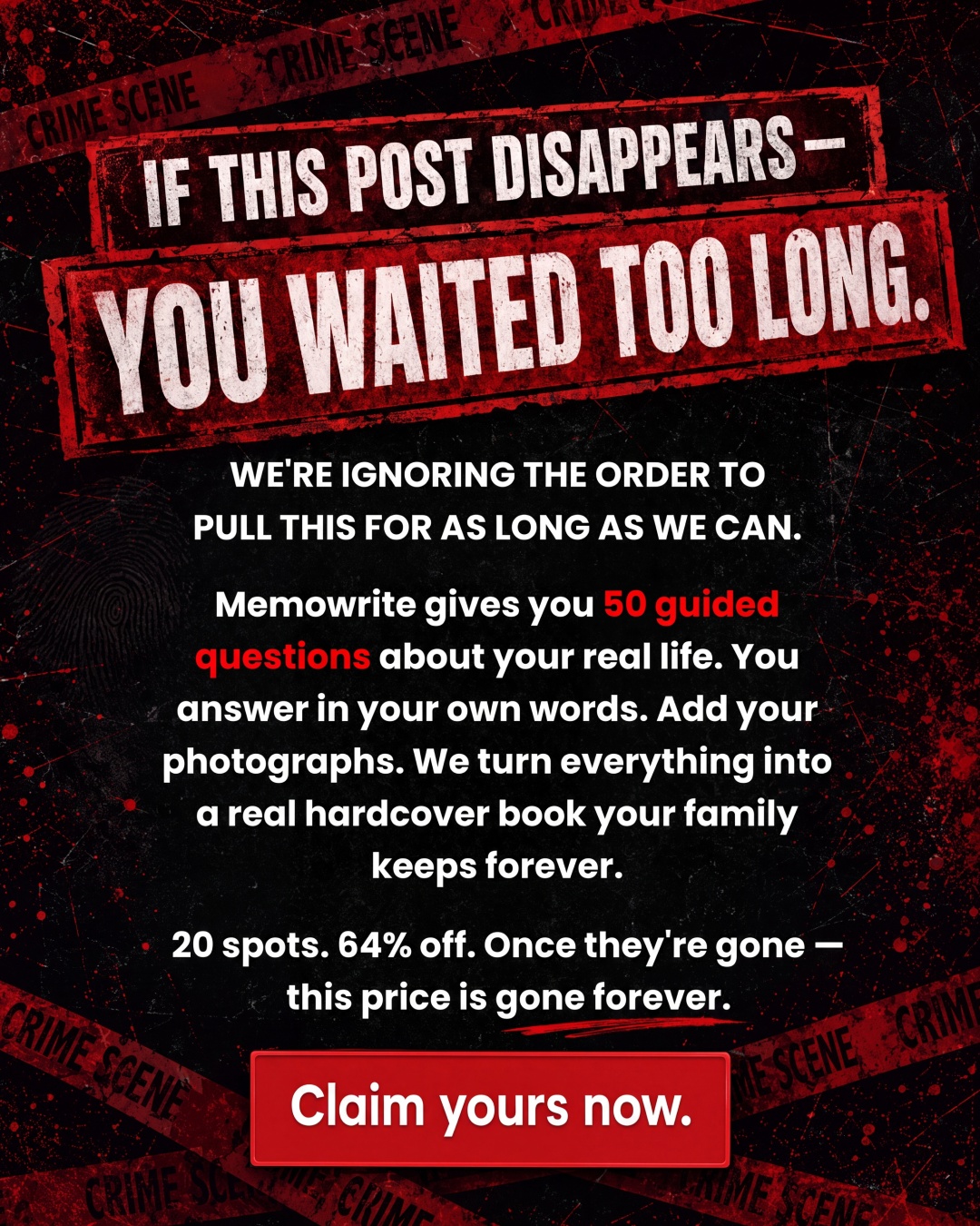Memowrite Facebook ad