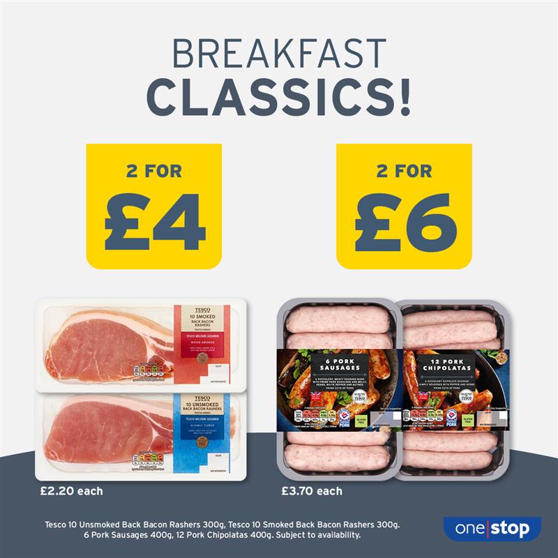 One Stop Facebook ad: Breakfast classics, great prices