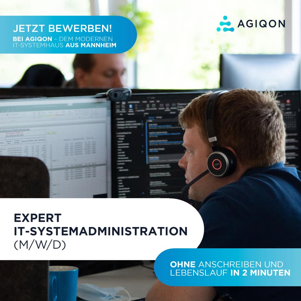 Agiqon Business It Facebook ad: Bewirb Dich jetzt als Expert für IT-Systemadministration…