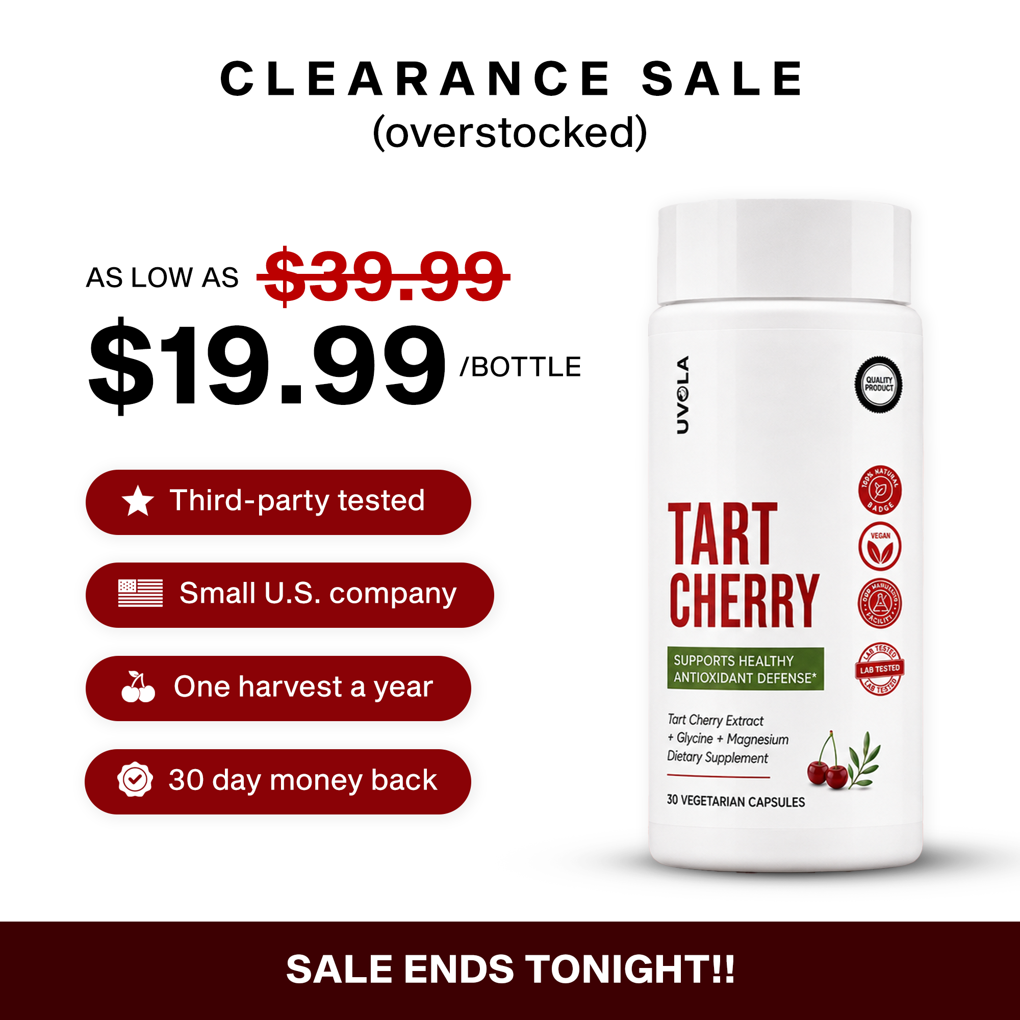 Uvola Supplements Facebook ad: Explore the power of Tart Cherry today!
