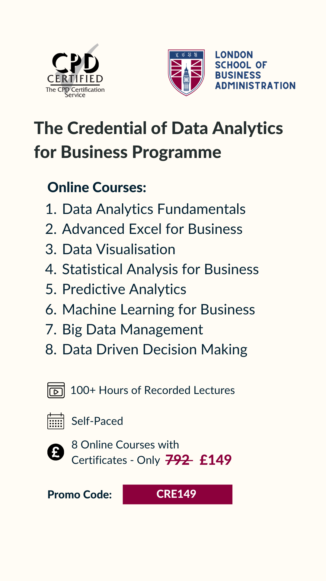 London School of Business Administration Facebook ad