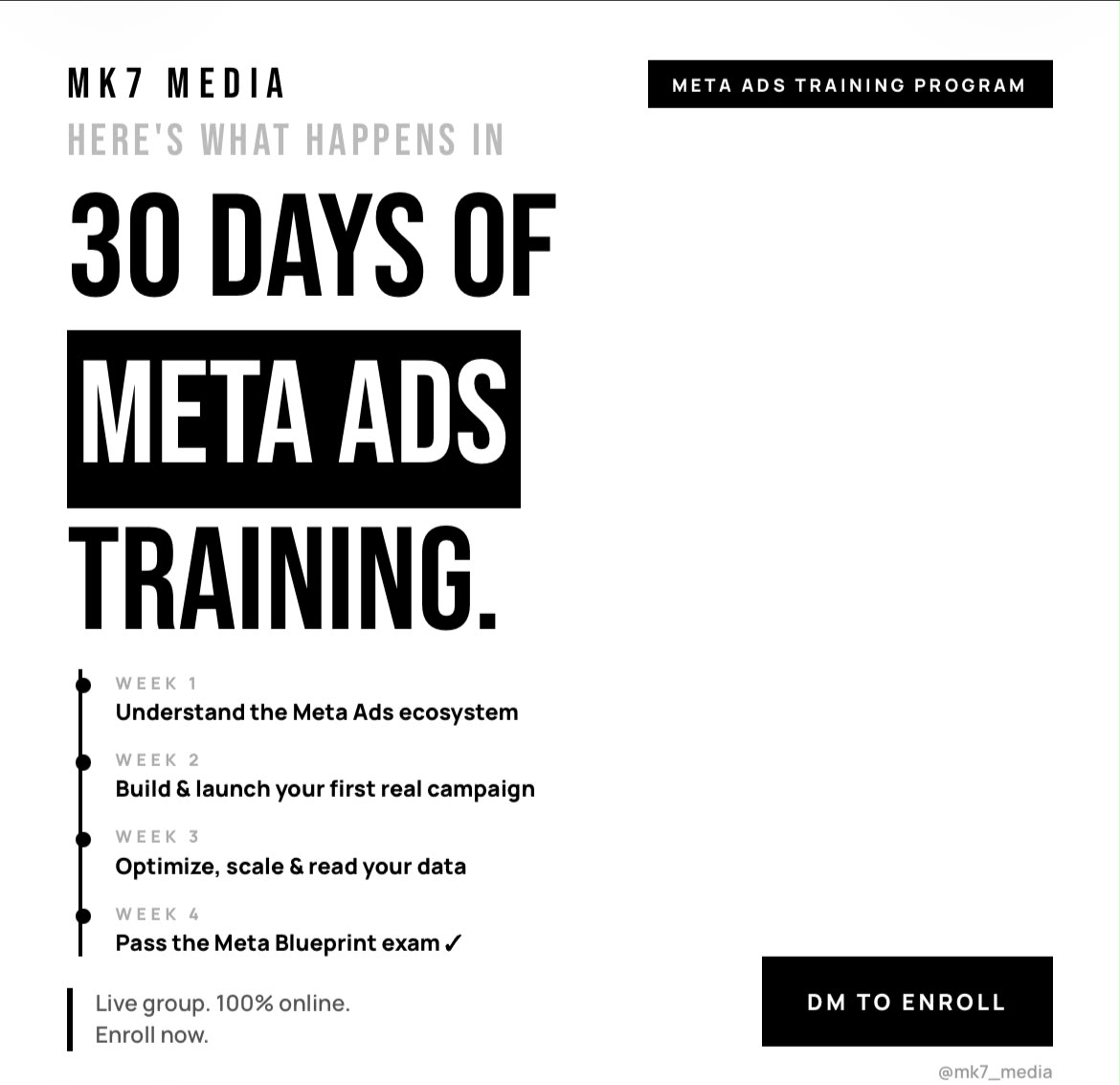 Mk7 Media Facebook ad: Master Meta Ads in 30 Days