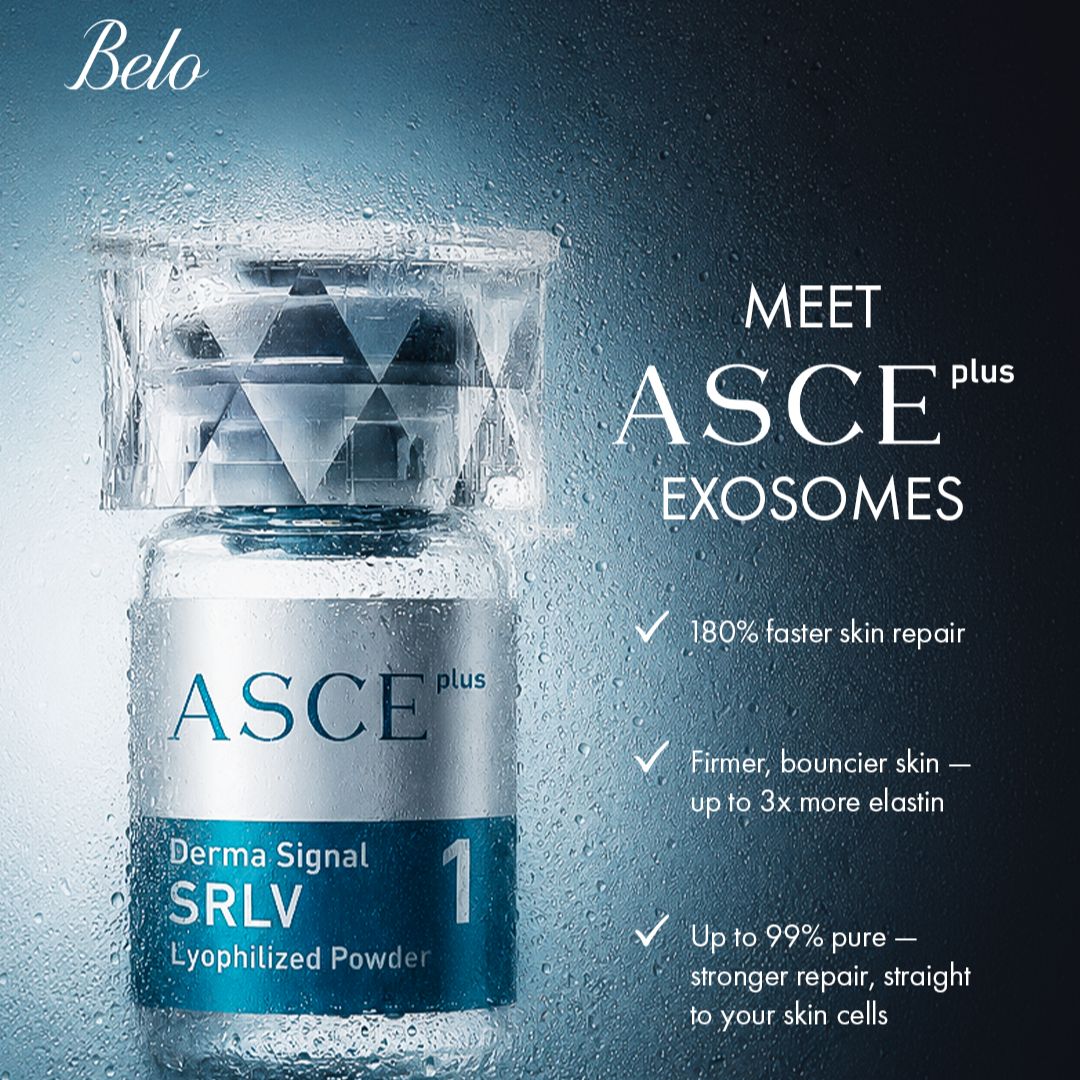 Belo Medical Group Philippines Facebook ad: ASCEplus Exosomes is powered by ExoSCRT, the world's…