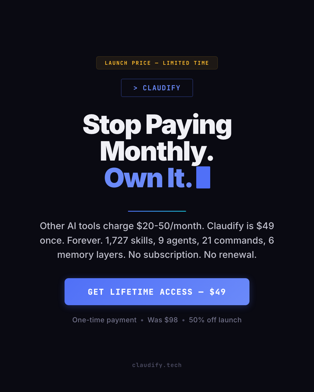 Claudify Facebook ad: Limited-Time Offer: 50% Off