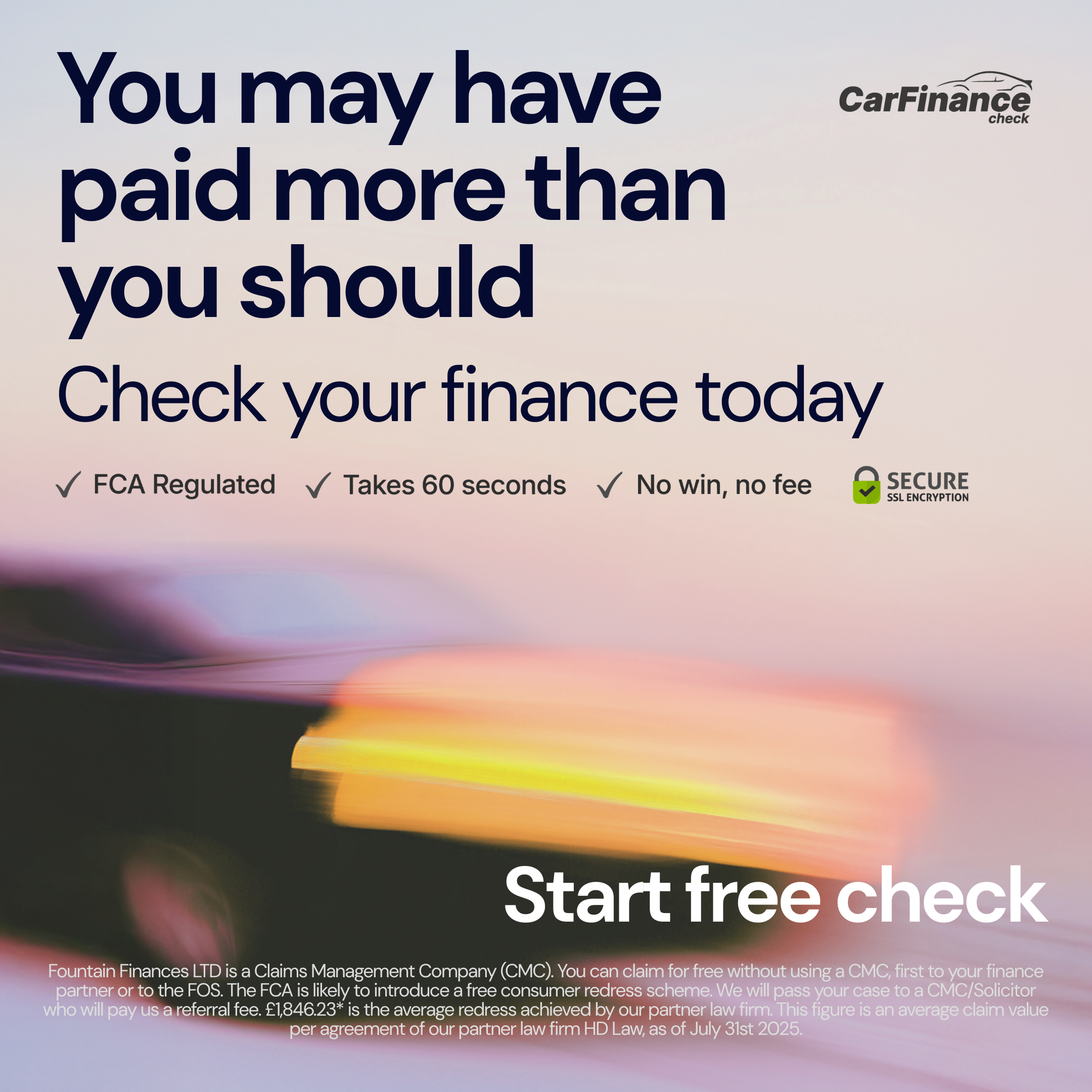 CarFinance Check Facebook ad from Mar 20, 2026